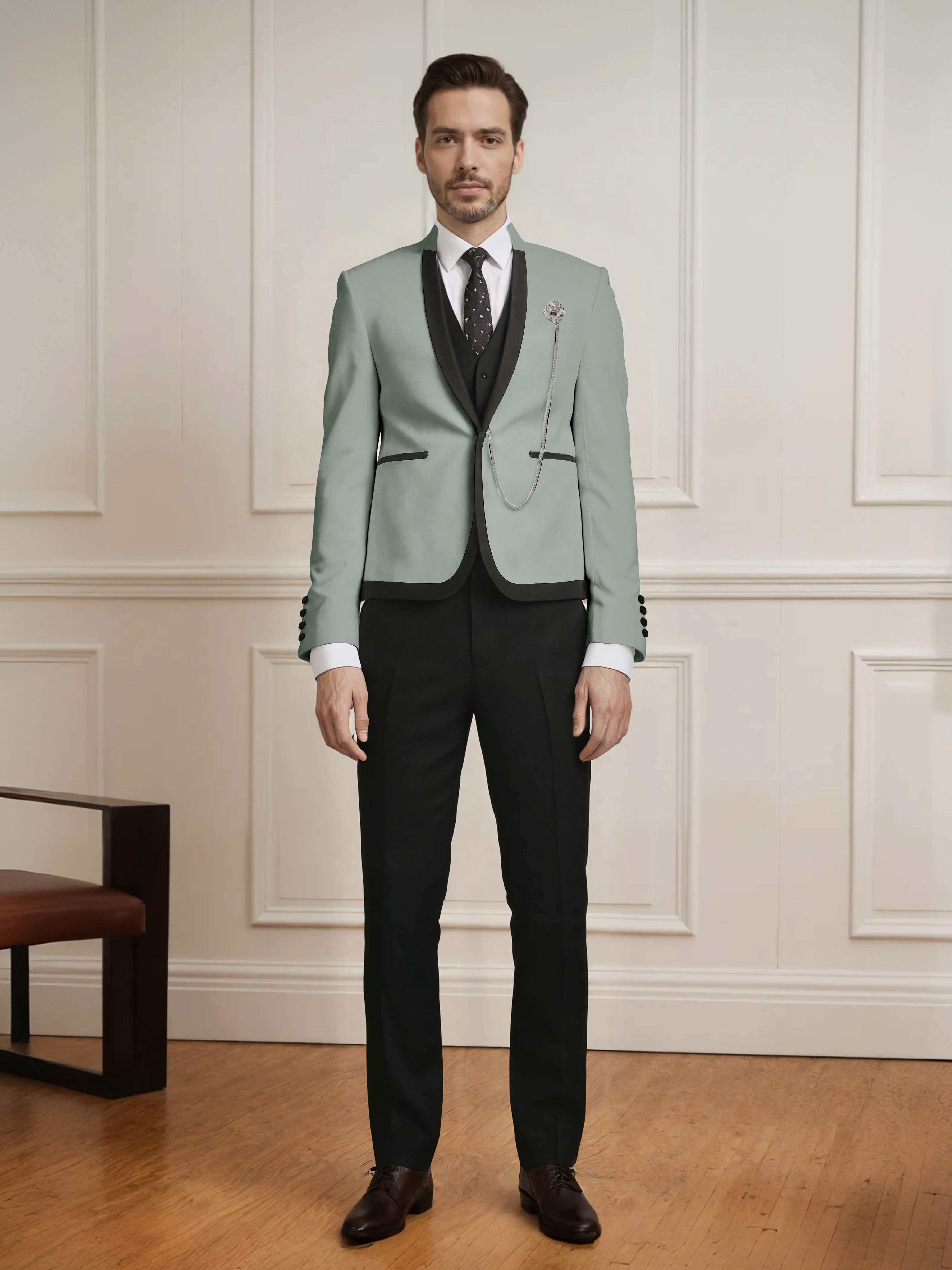 Sharp Men's 3 Pieces Slim Fit One Button Wedding Suit