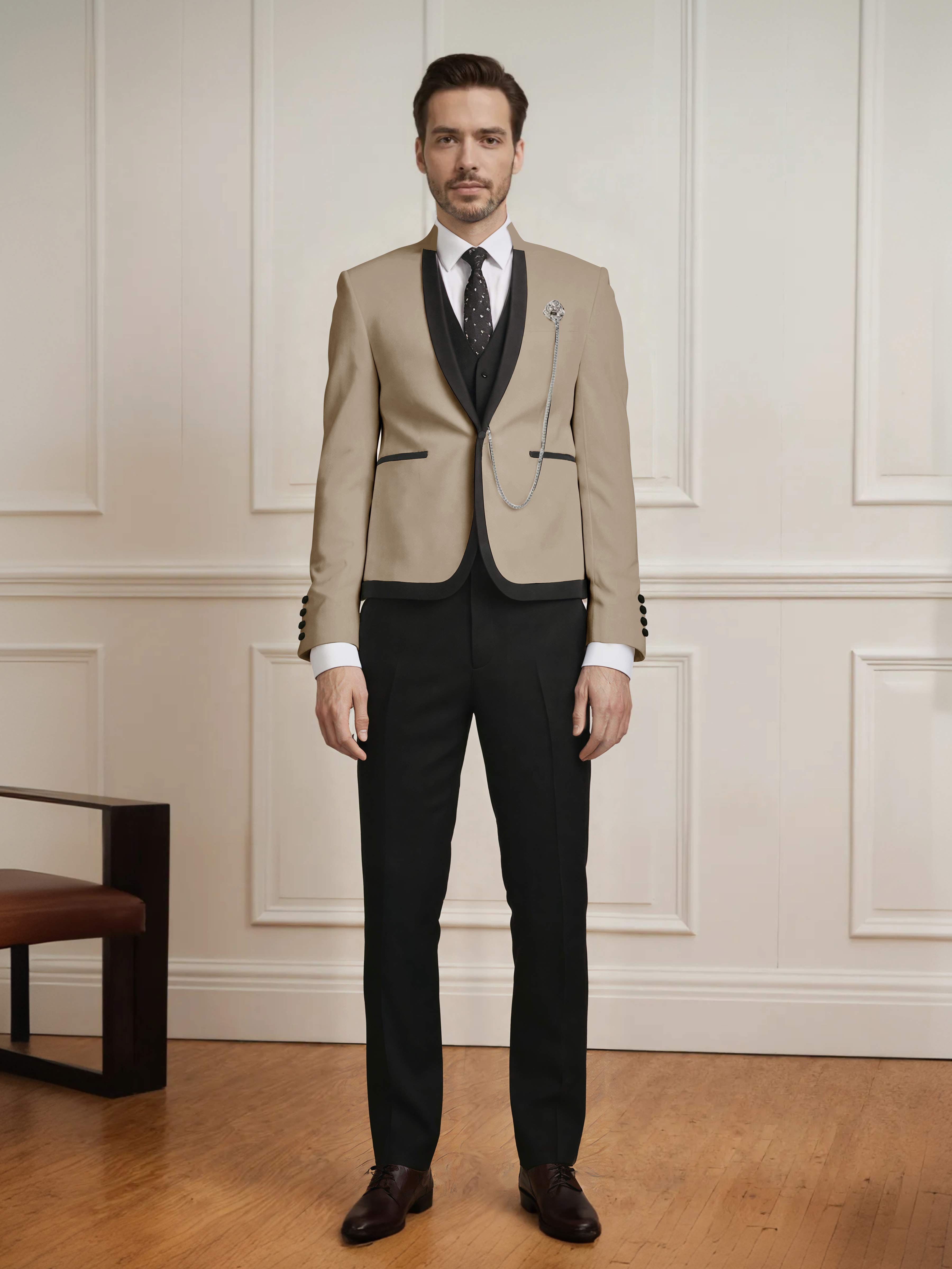 Sharp Men's 3 Pieces Slim Fit One Button Wedding Suit