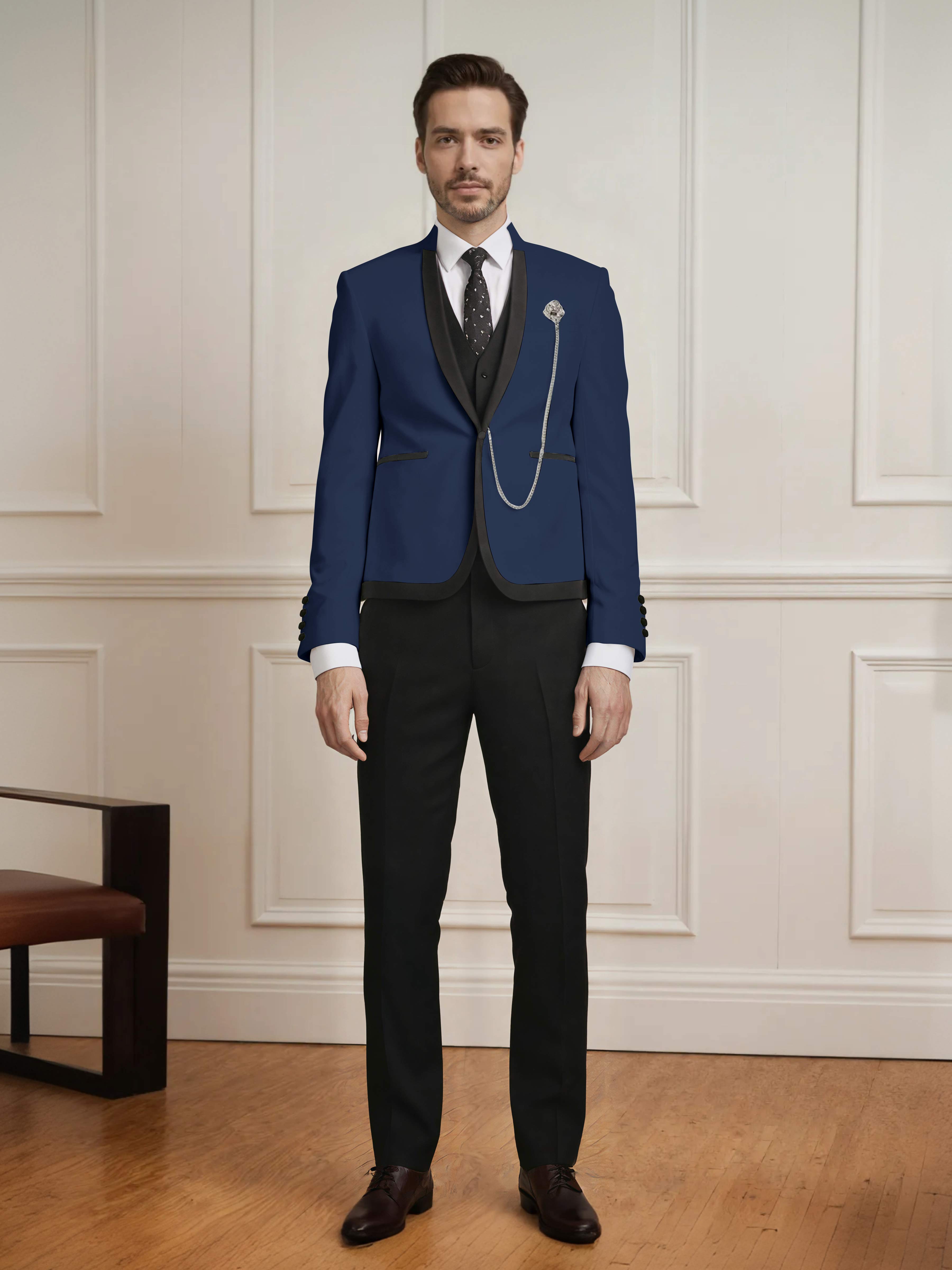 Sharp Men's 3 Pieces Slim Fit One Button Wedding Suit