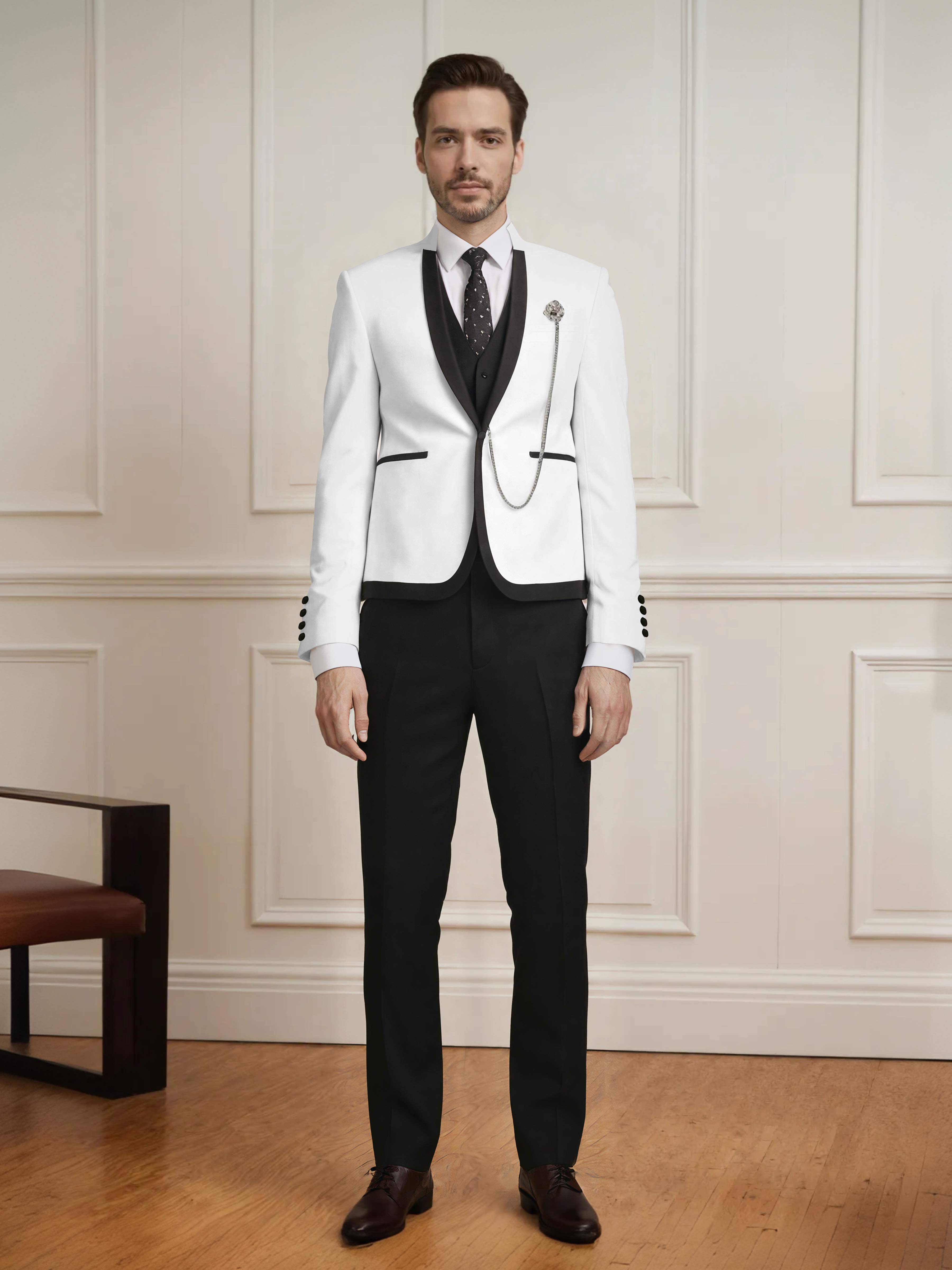 Sharp Men's 3 Pieces Slim Fit One Button Wedding Suit