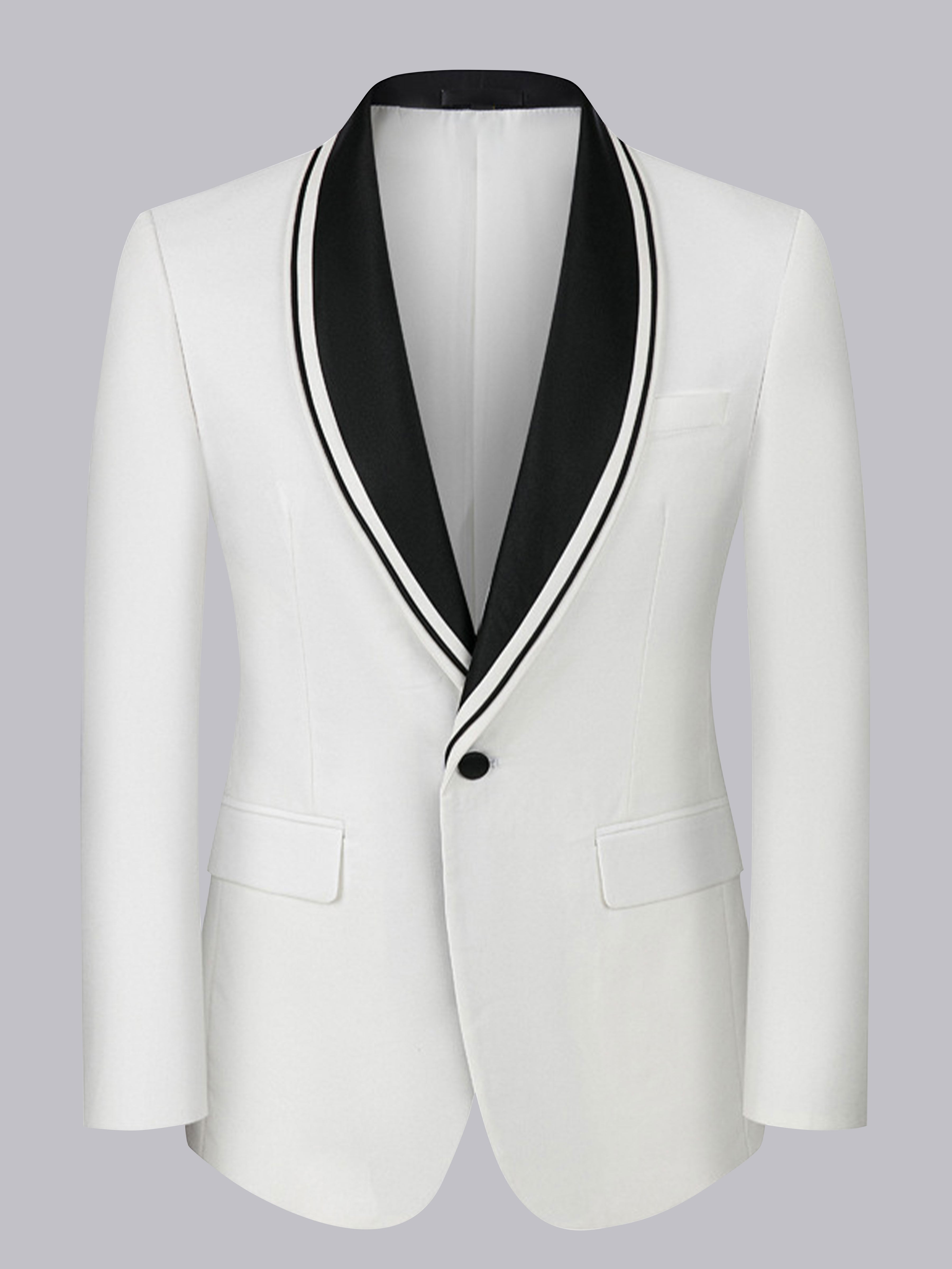 Sharp Men's 3 Pieces Contrast Trim One Button Shawl Lapel Guest Suit