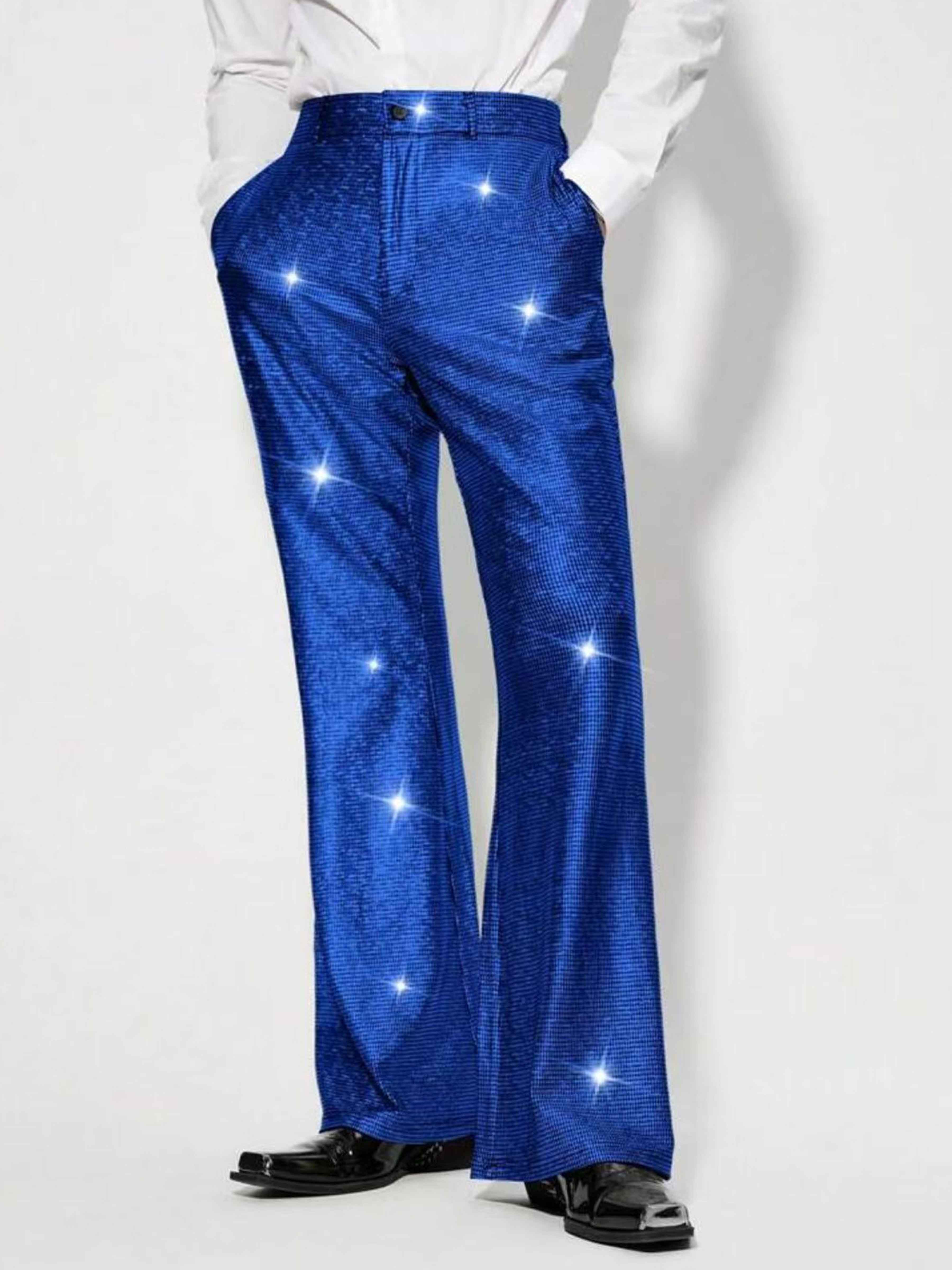 Shiny Sequined Mid-rise Straight Leg Standard Fit Formal Trousers UK