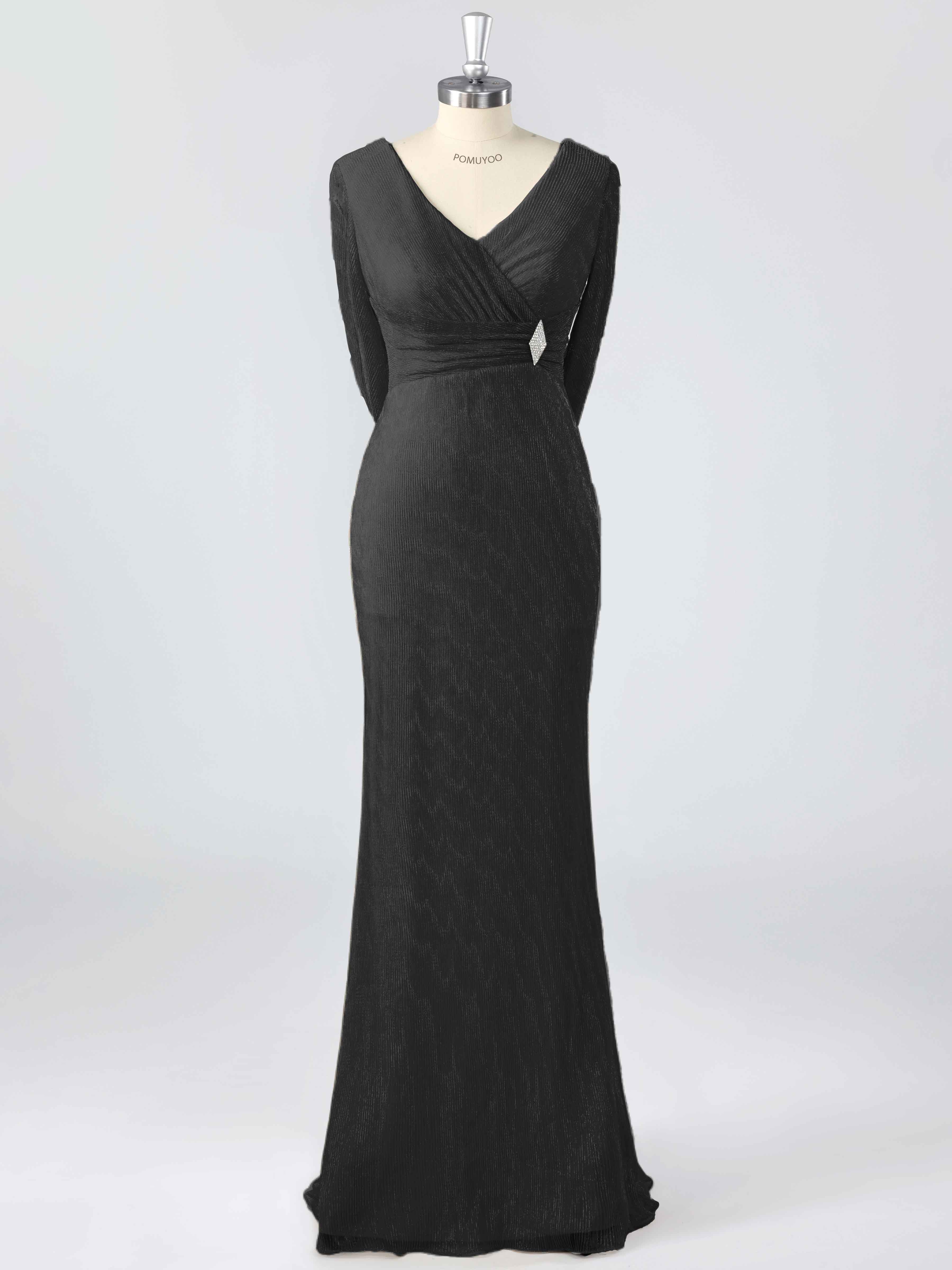 Elegant V-Neck Beading Ruched Sheath Mother of the Bride Dresses With Cape