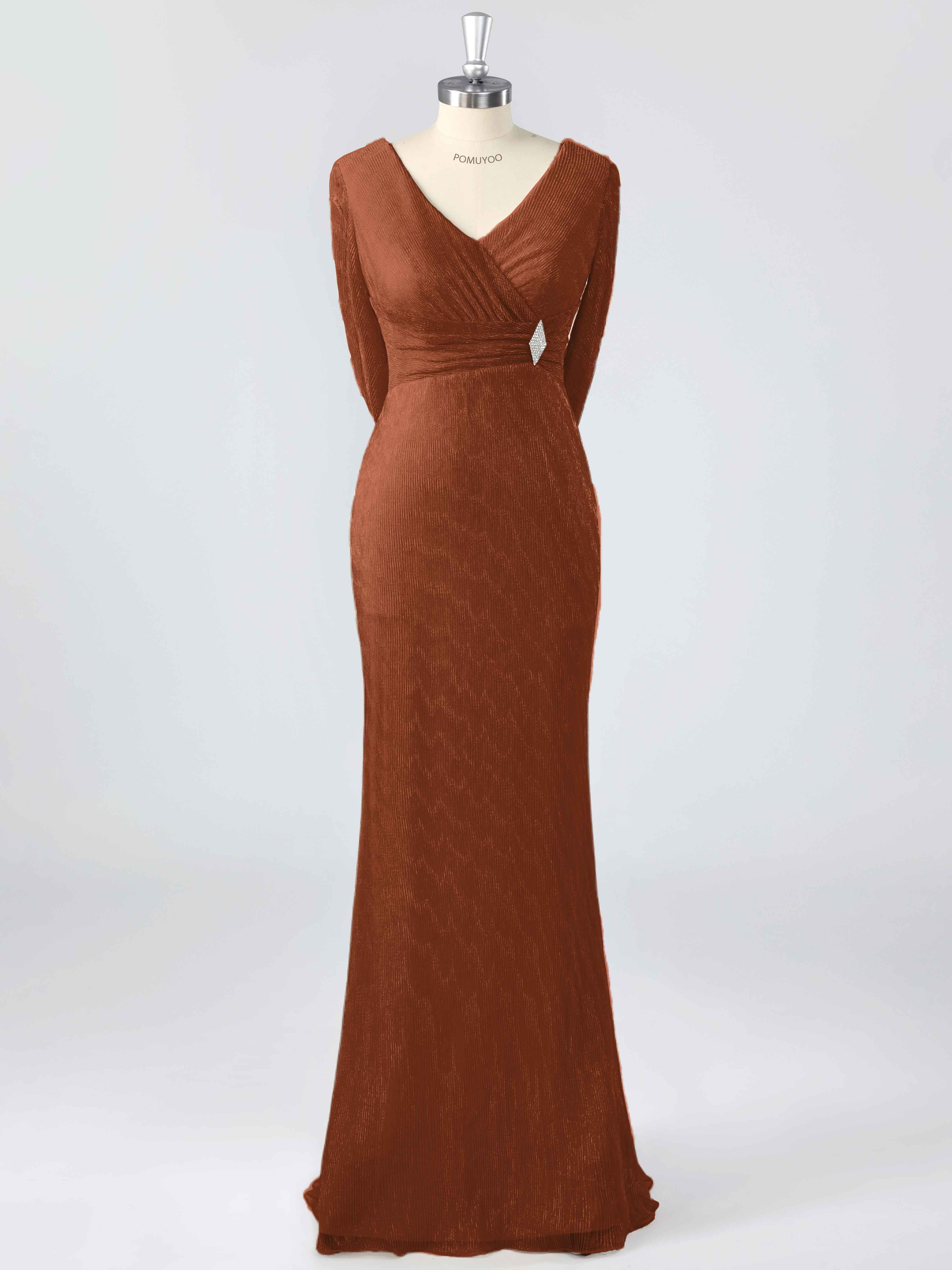 Elegant V-Neck Beading Ruched Sheath Mother of the Bride Dresses With Cape