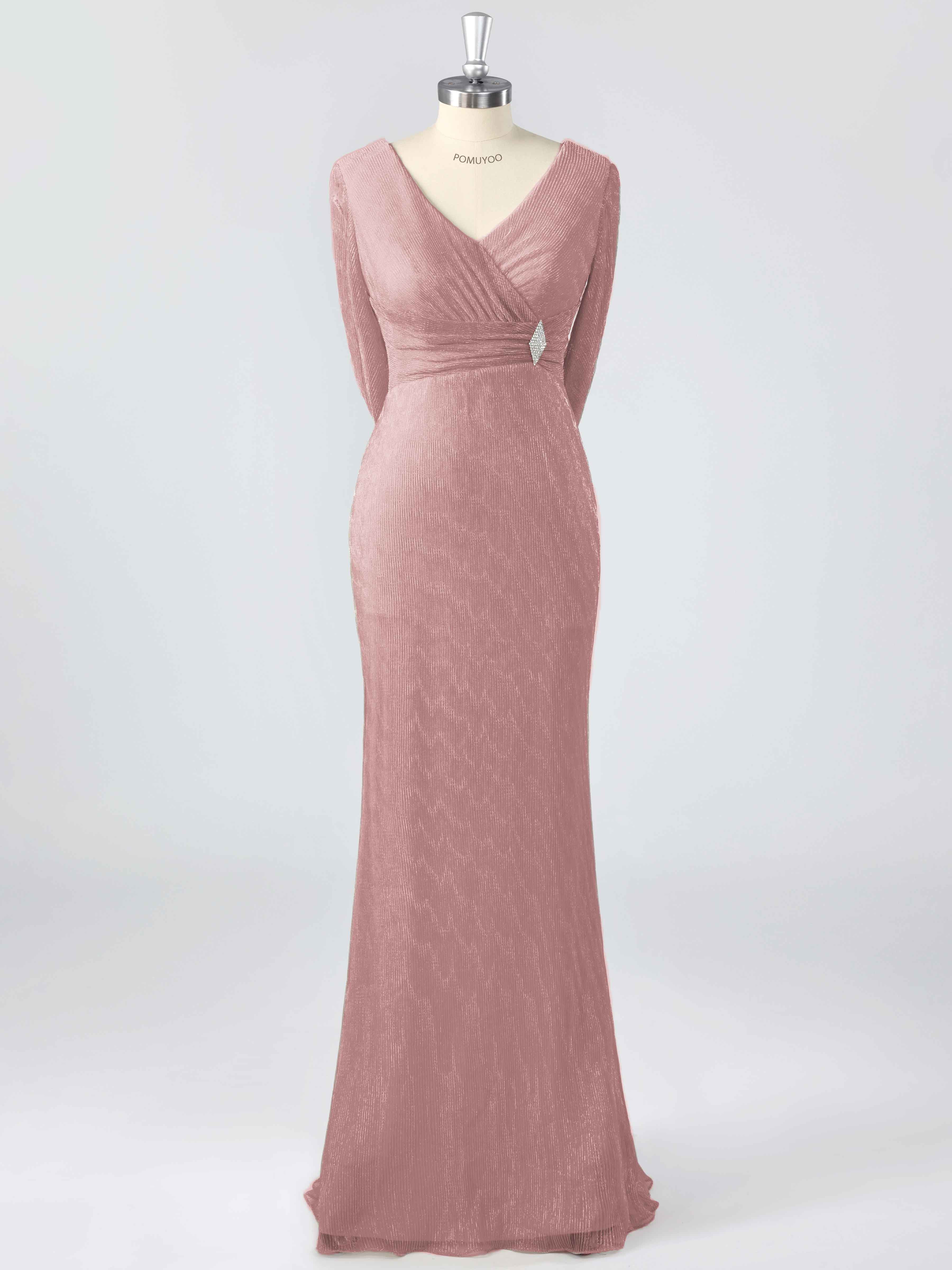 Elegant V-Neck Beading Ruched Sheath Mother of the Bride Dresses With Cape