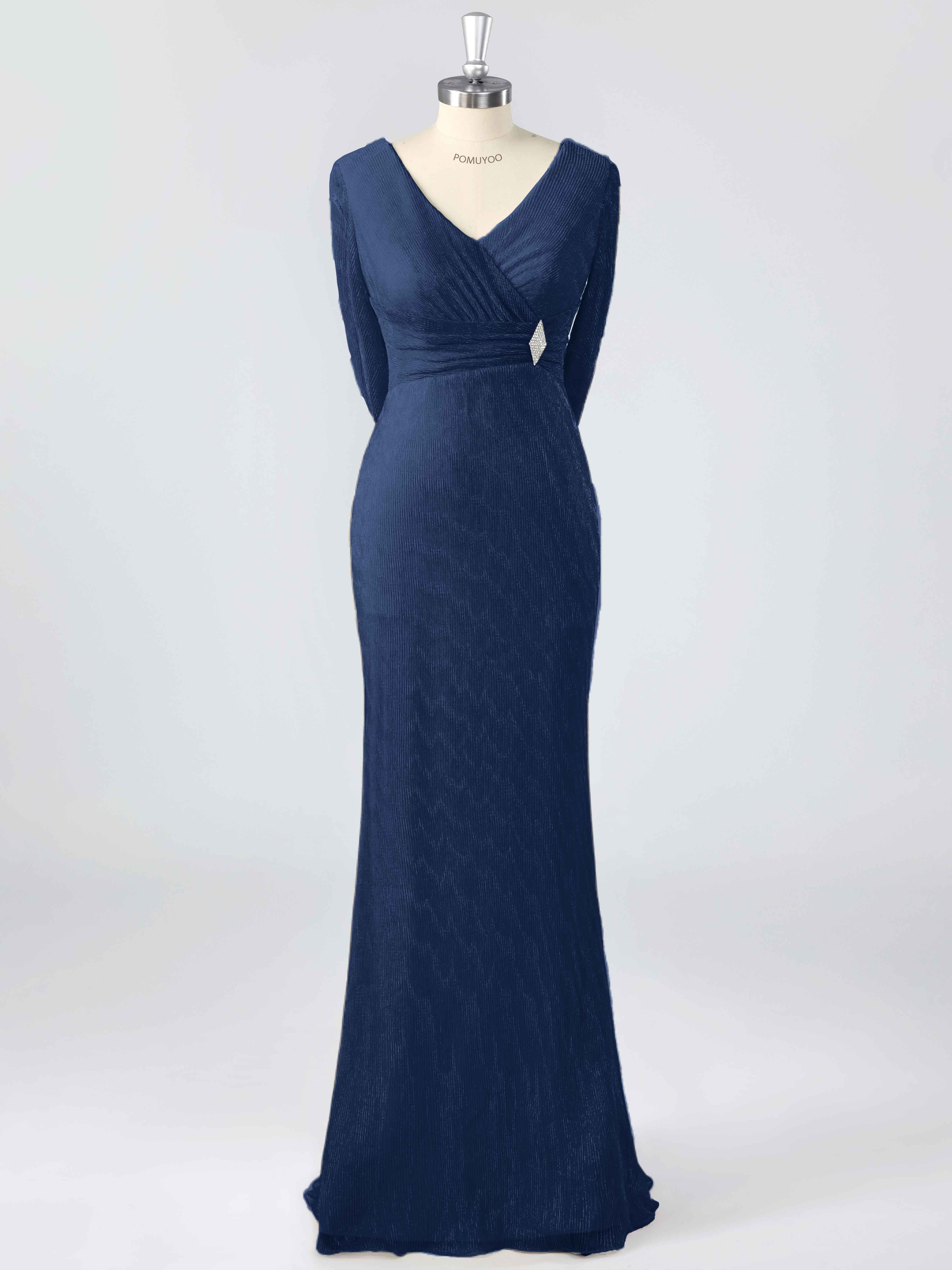 Elegant V-Neck Beading Ruched Sheath Mother of the Bride Dresses With Cape