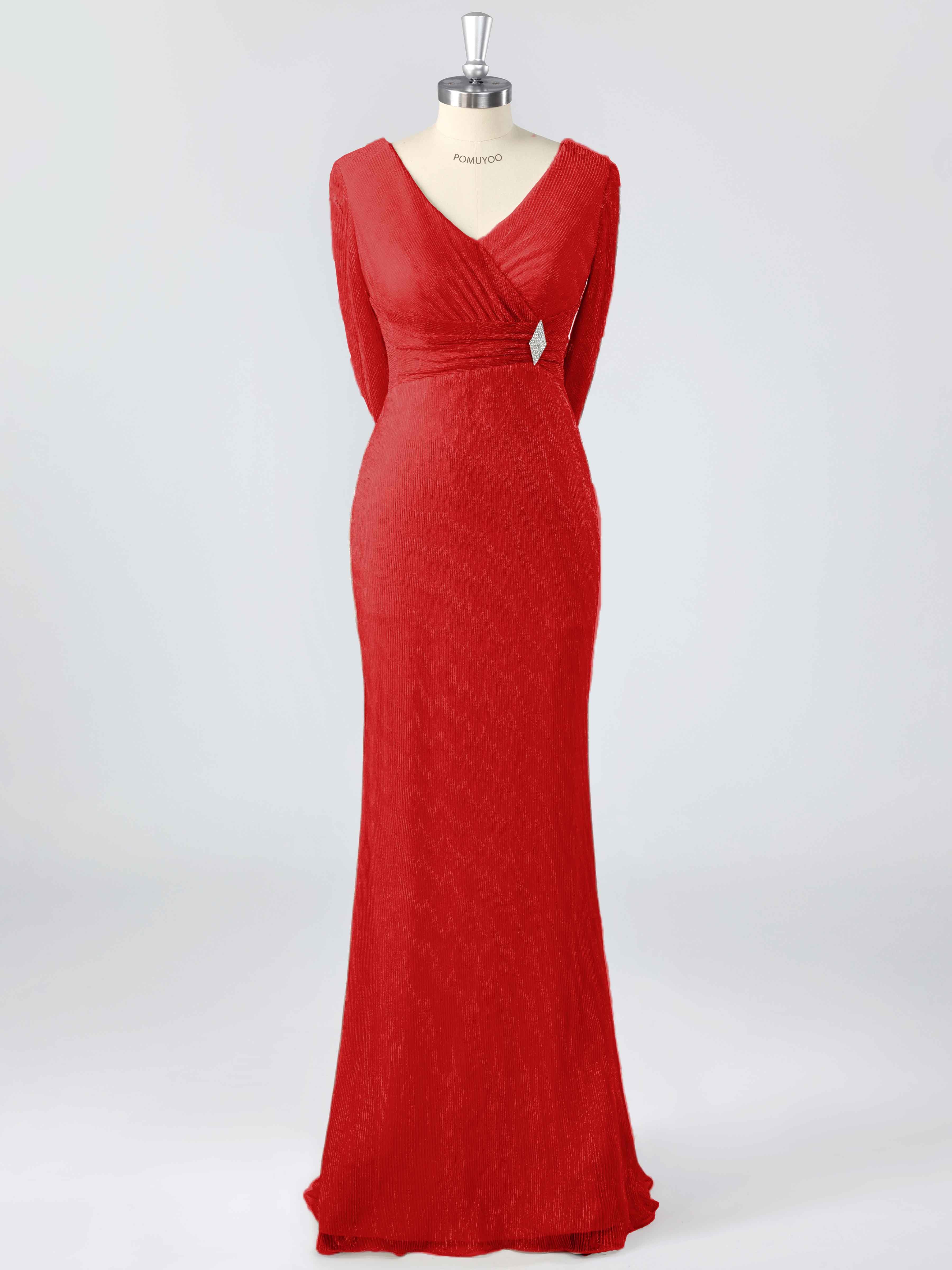 Elegant V-Neck Beading Ruched Sheath Mother of the Bride Dresses With Cape
