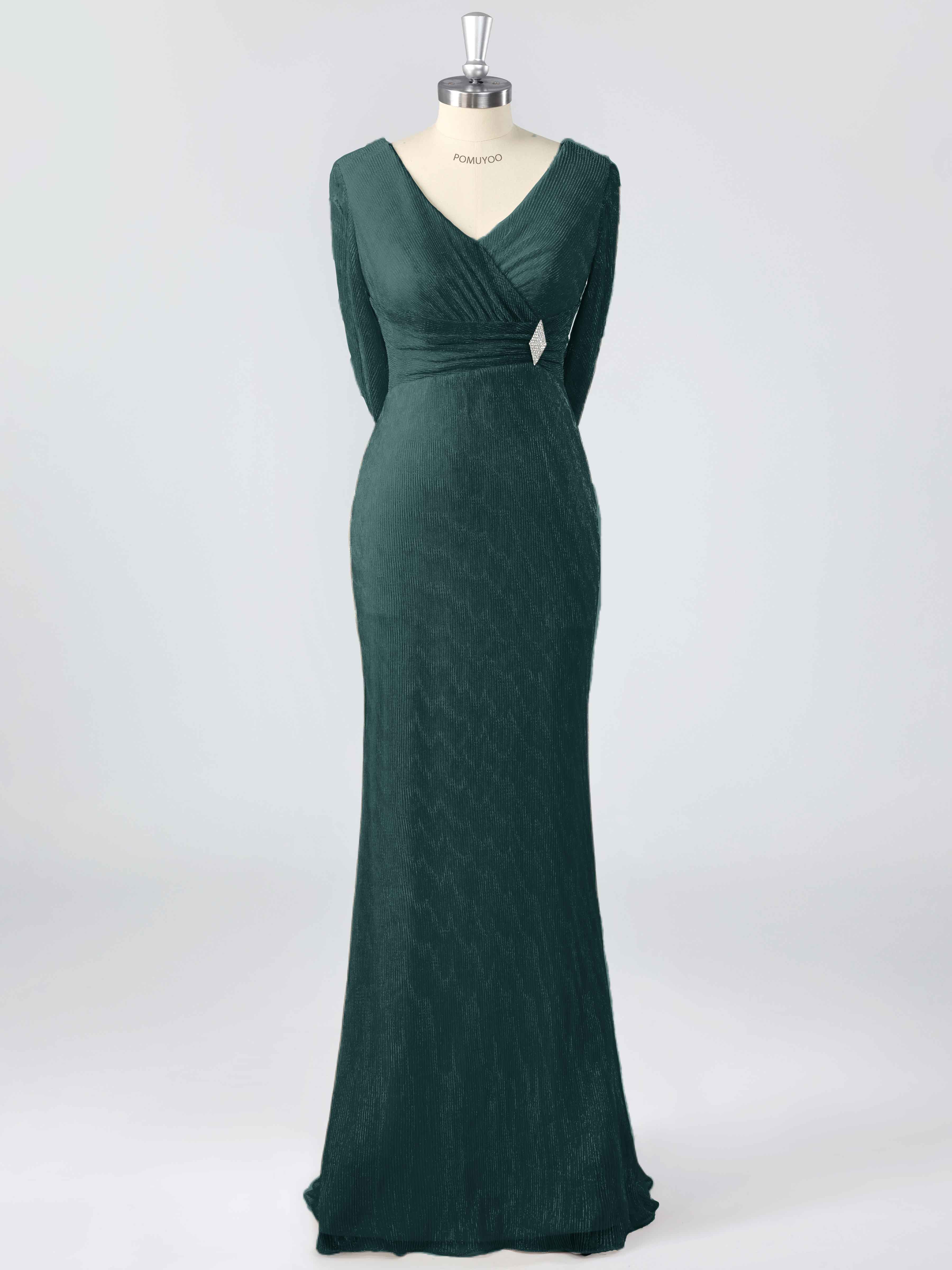 Elegant V-Neck Beading Ruched Sheath Mother of the Bride Dresses With Cape