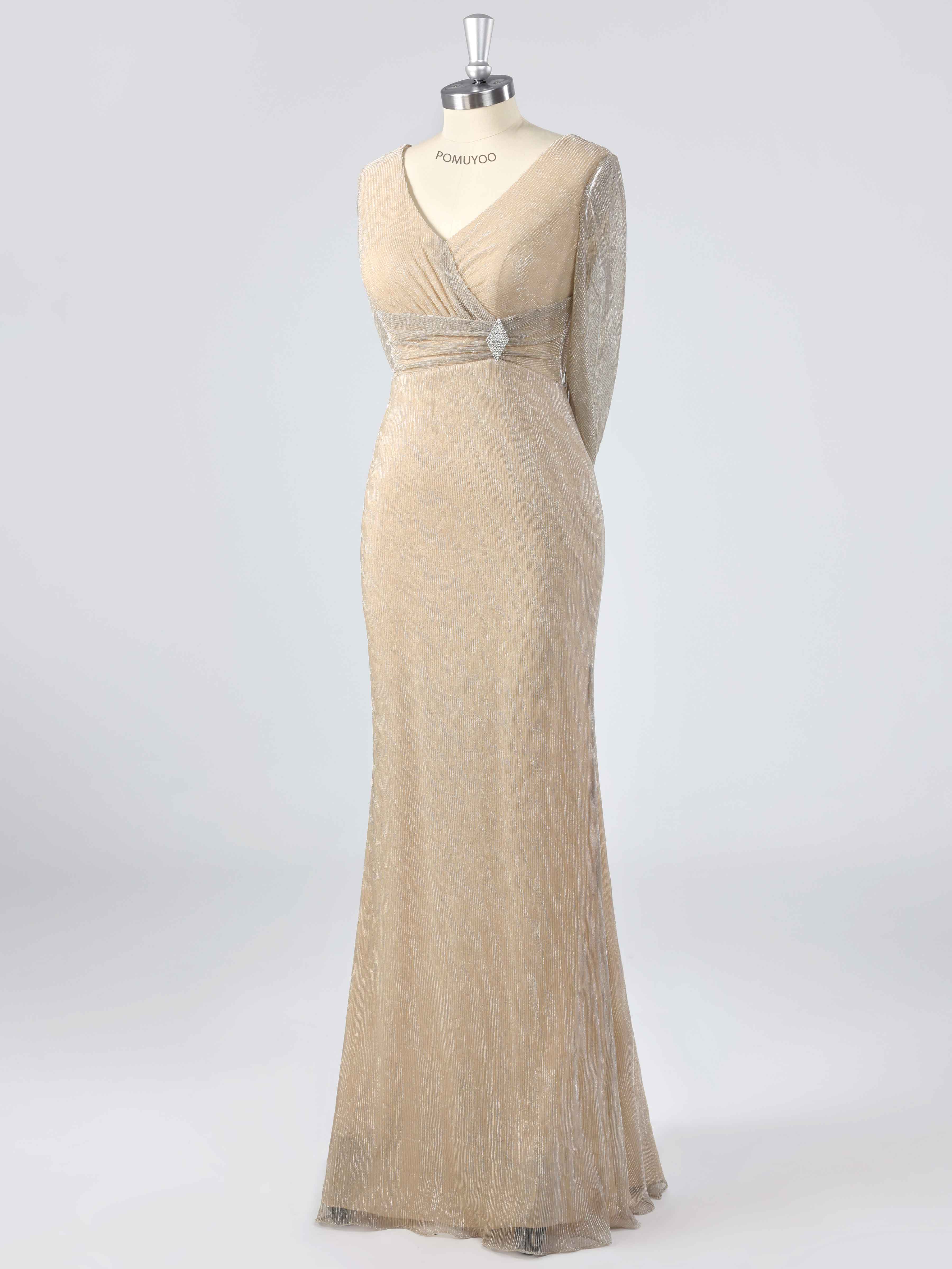 Elegant V-Neck Beading Ruched Sheath Mother of the Bride Dresses With Cape