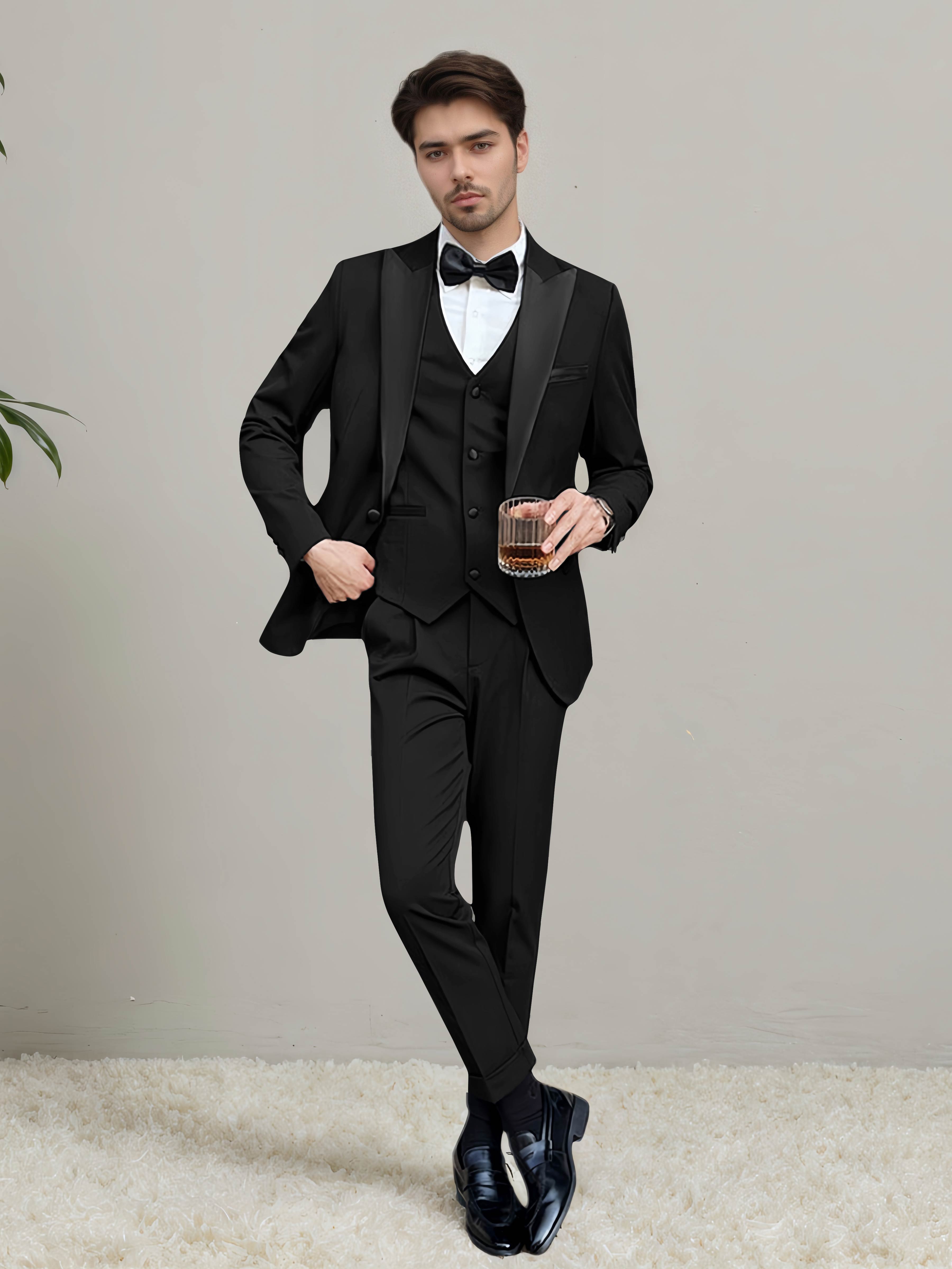 Sleek Men's One Button 3 Pieces Wedding Suits