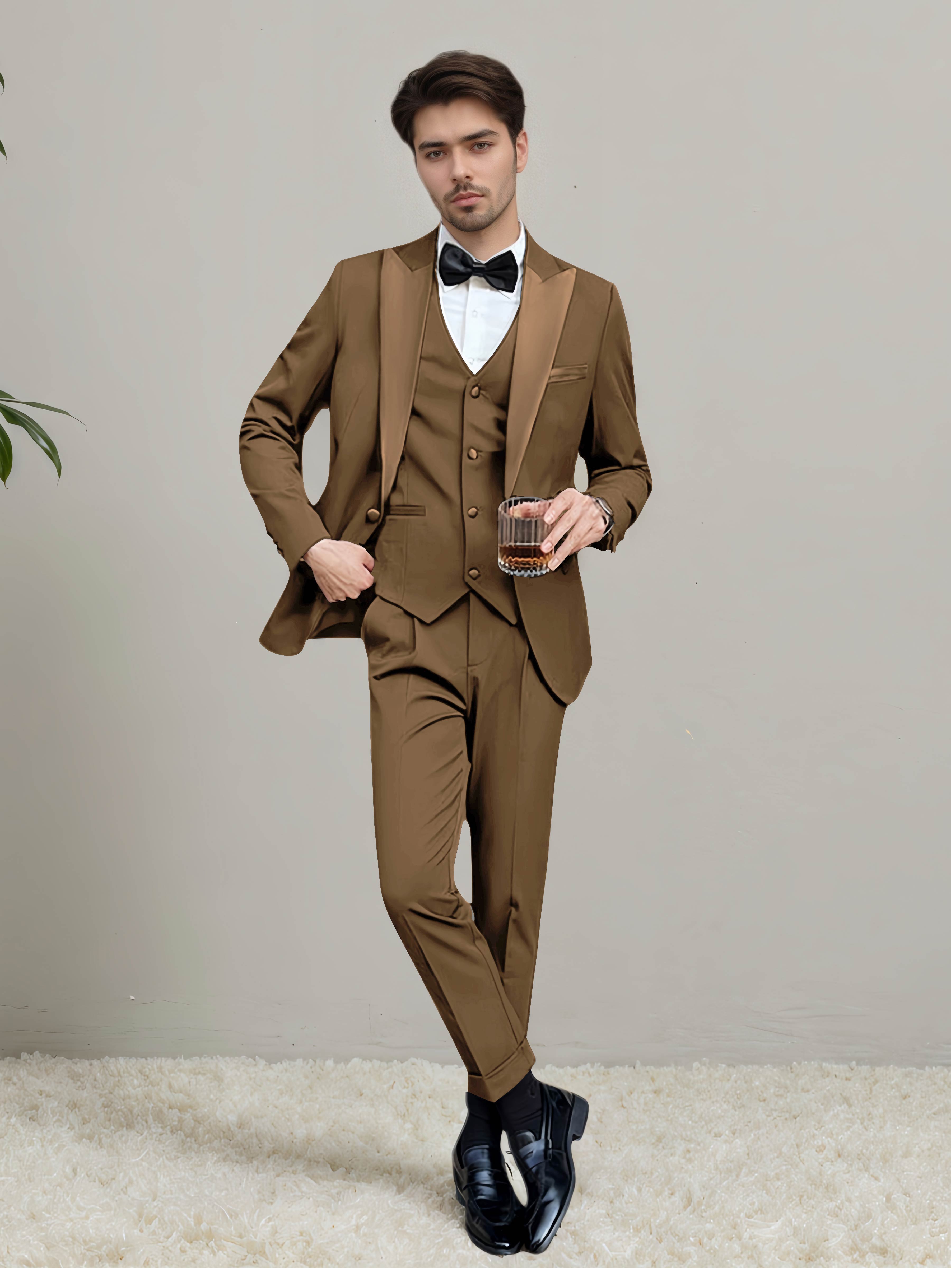 Sleek Men's One Button 3 Pieces Wedding Suits