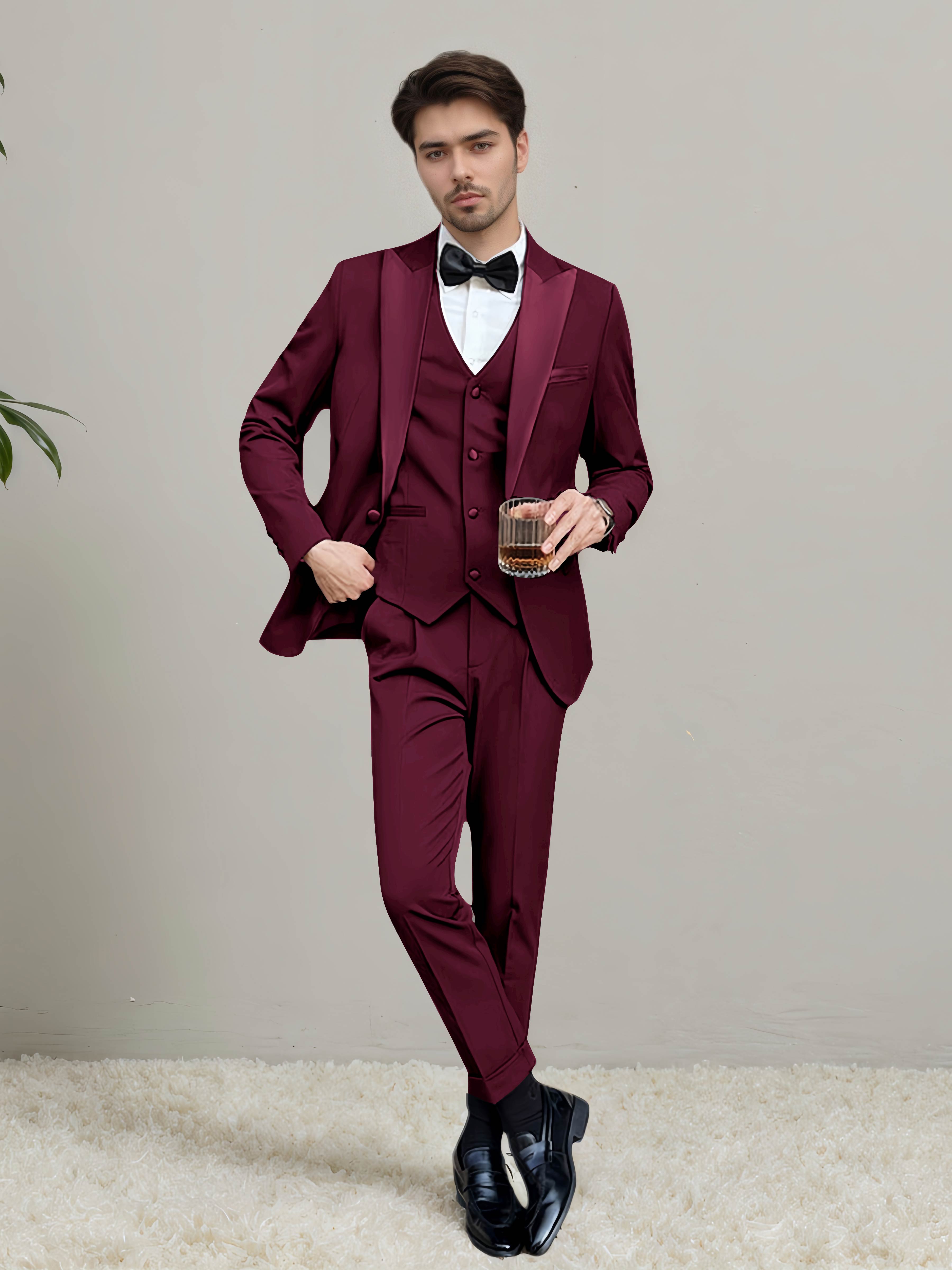Sleek Men's One Button 3 Pieces Wedding Suits