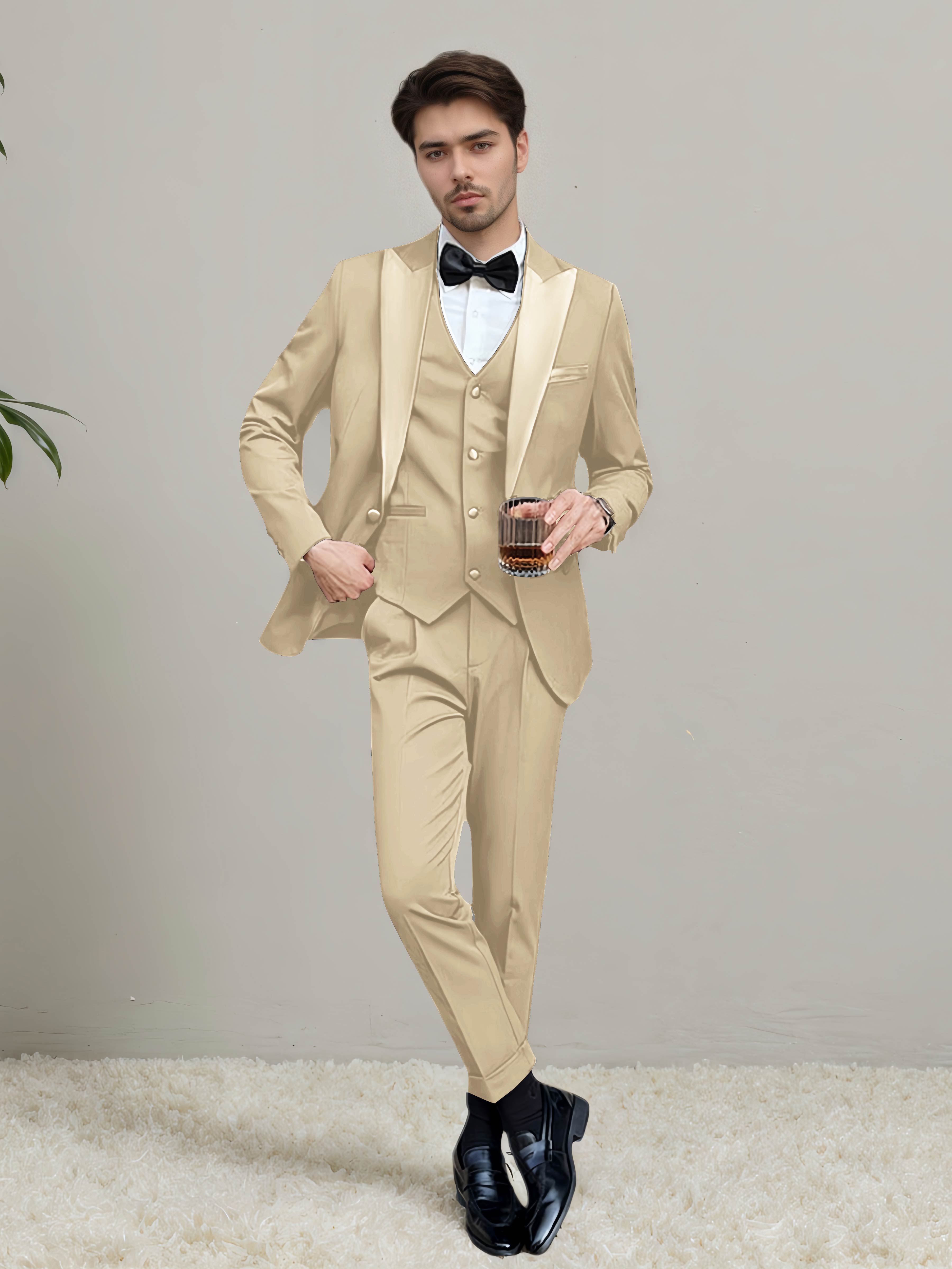 Sleek Men's One Button 3 Pieces Wedding Suits
