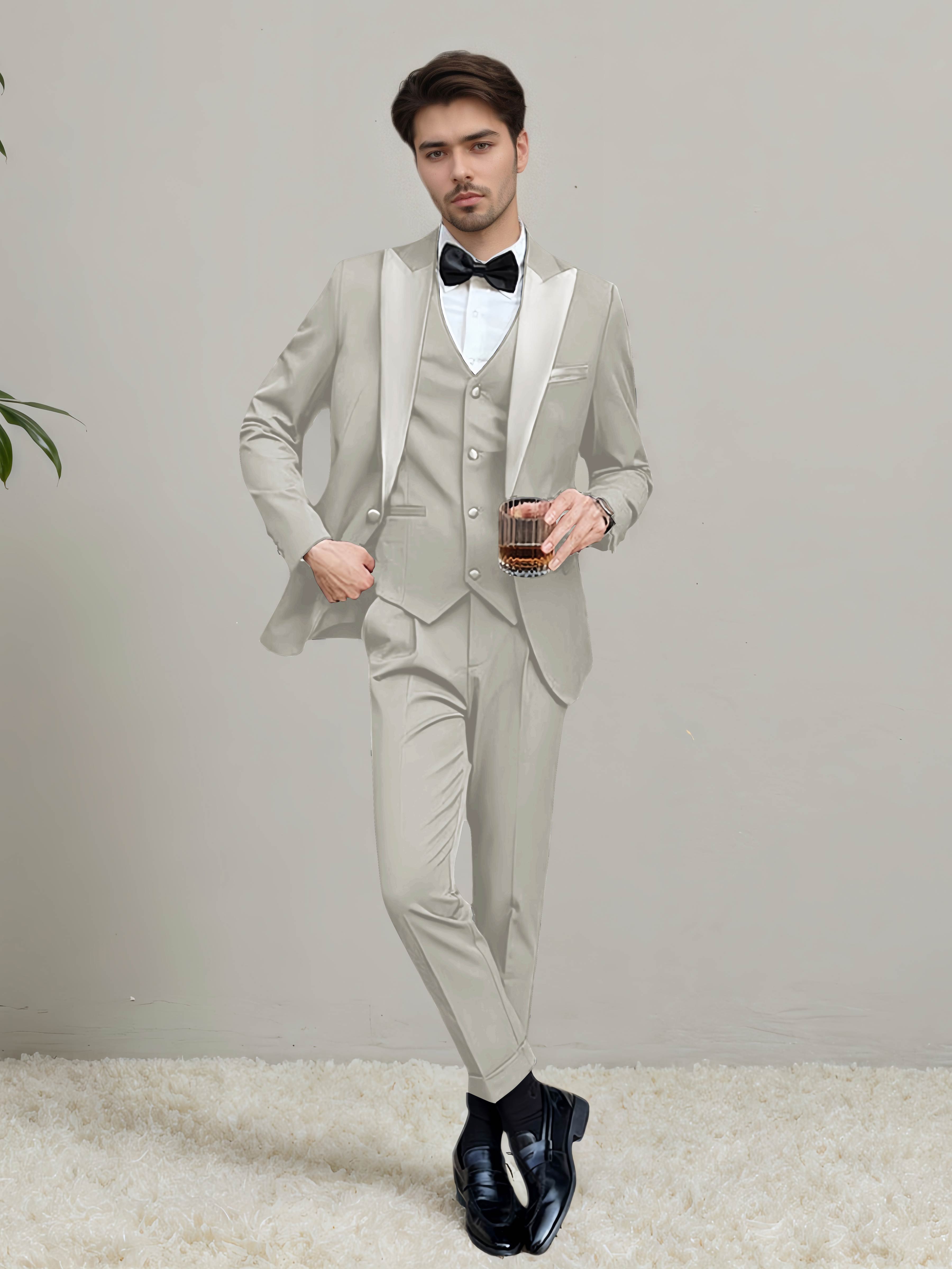 Sleek Men's One Button 3 Pieces Wedding Suits
