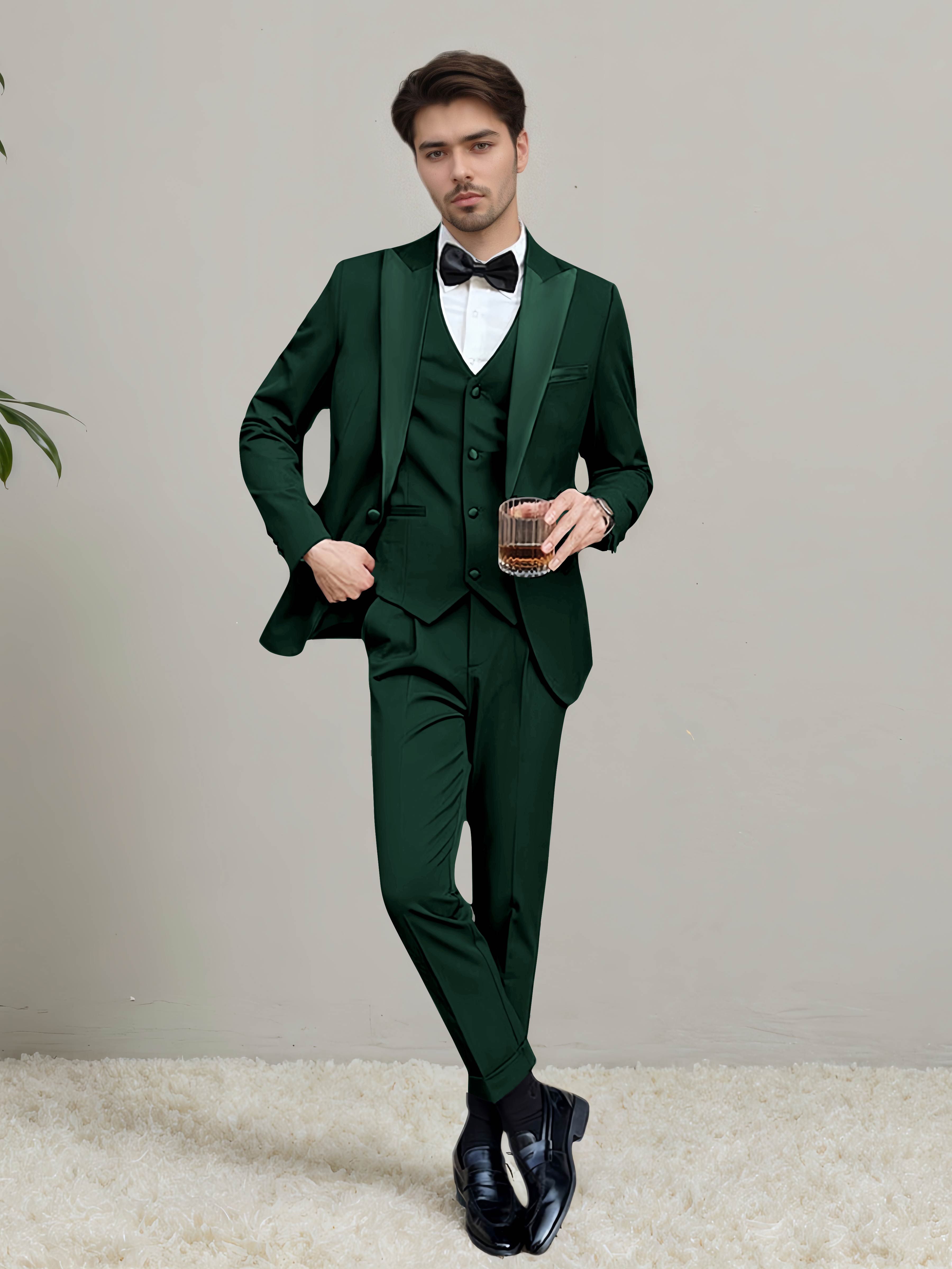 Sleek Men's One Button 3 Pieces Wedding Suits