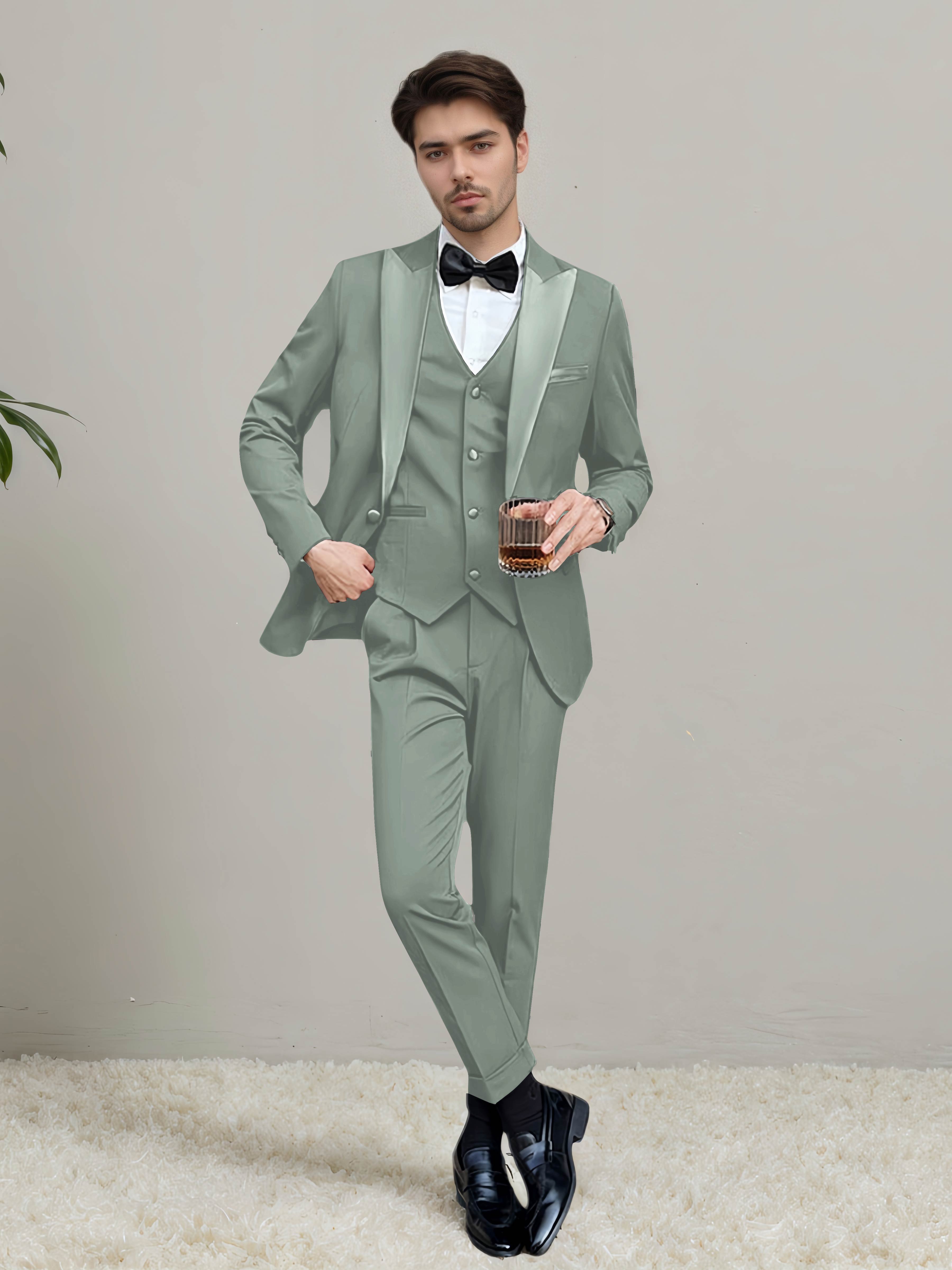 Sleek Men's One Button 3 Pieces Wedding Suits