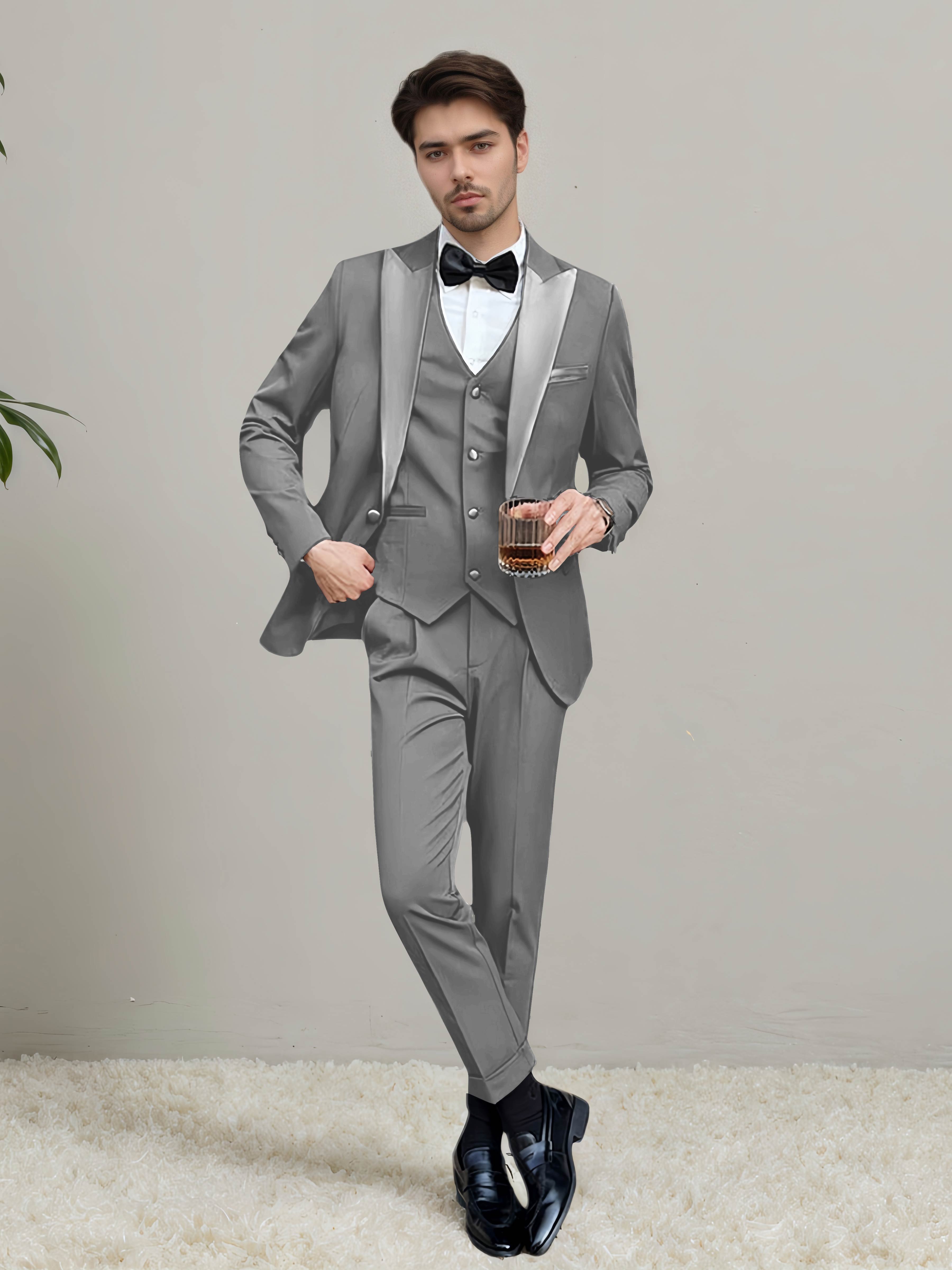 Sleek Men's One Button 3 Pieces Wedding Suits