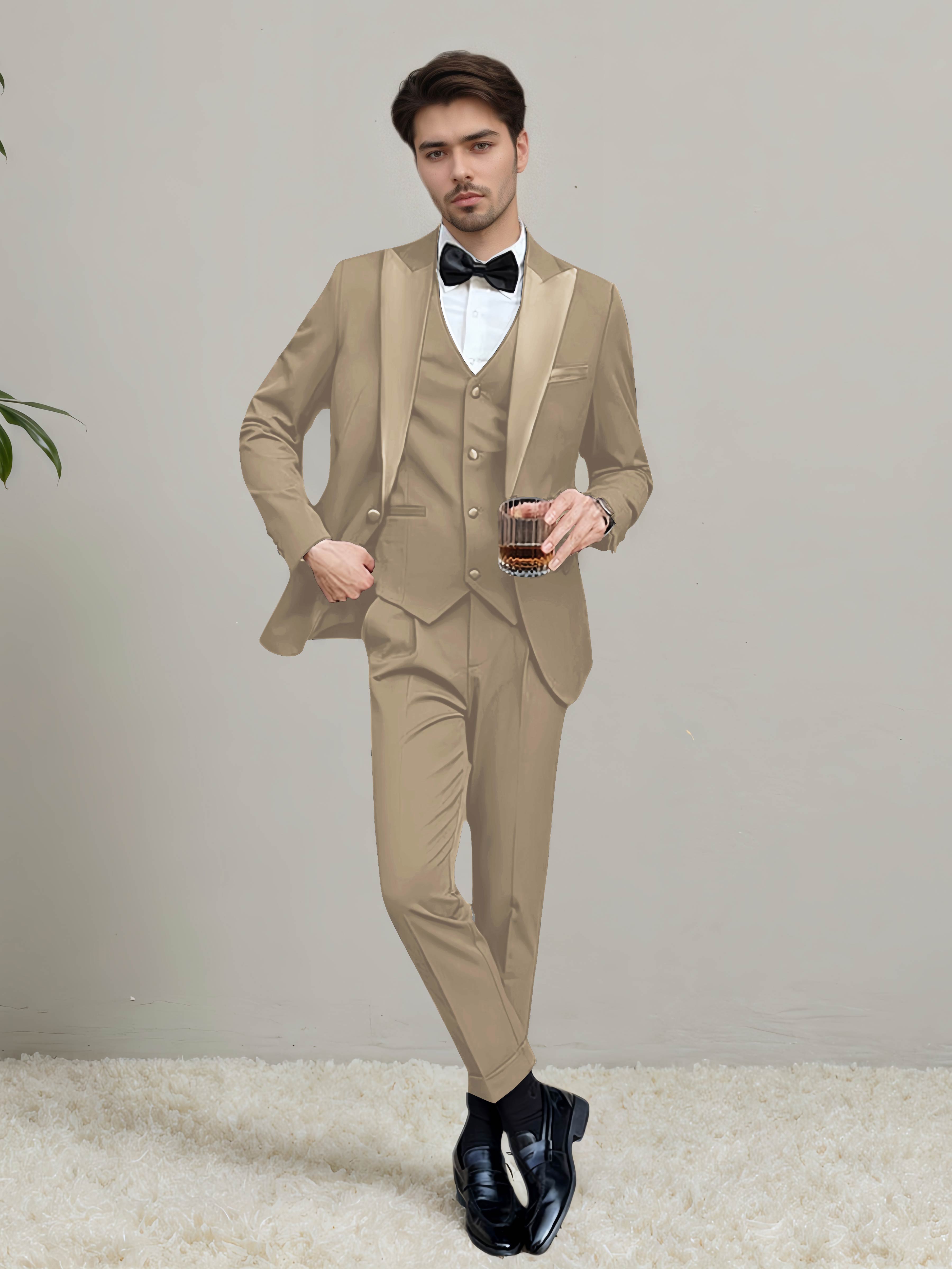 Sleek Men's One Button 3 Pieces Wedding Suits