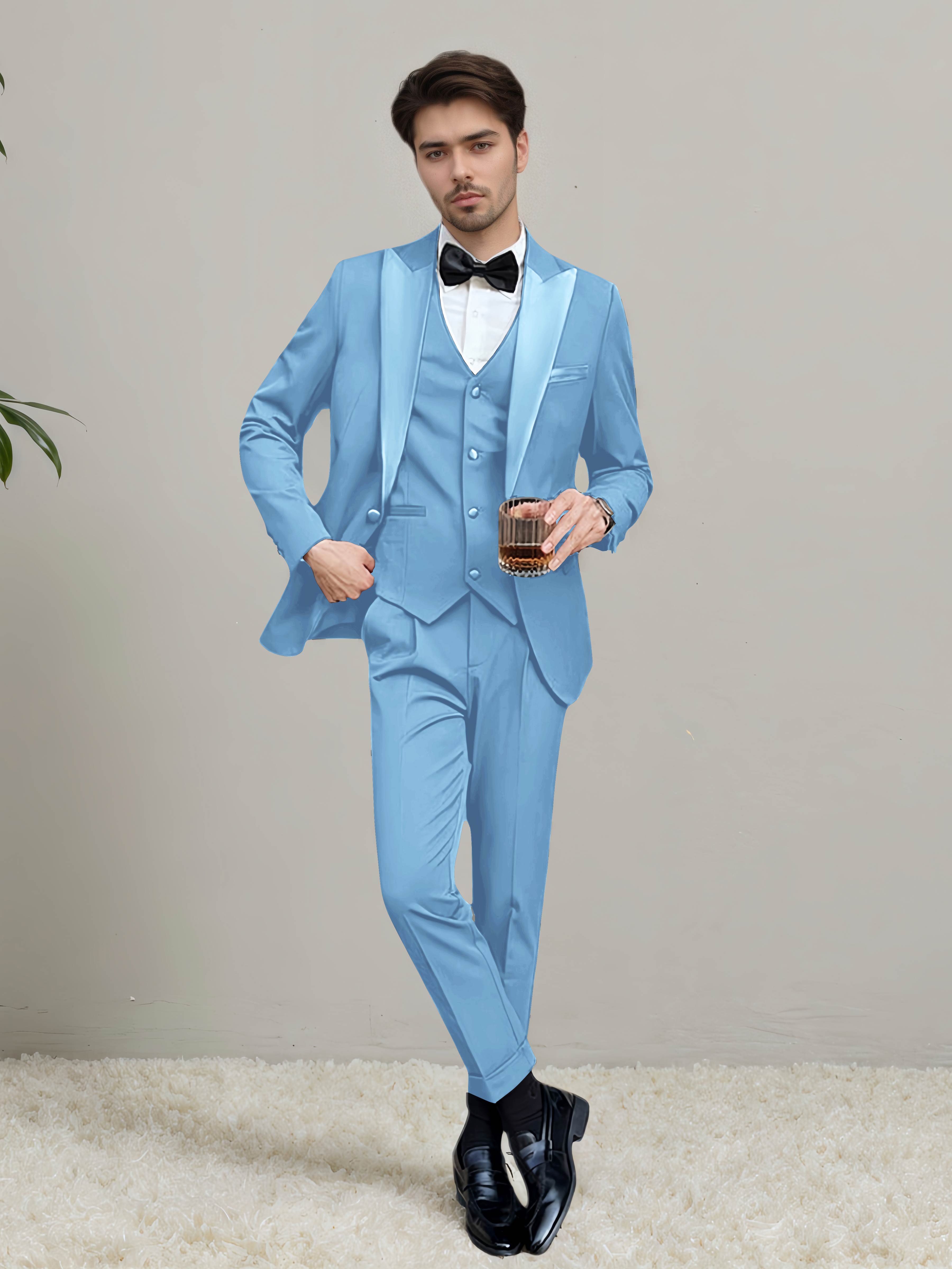Sleek Men's One Button 3 Pieces Wedding Suits