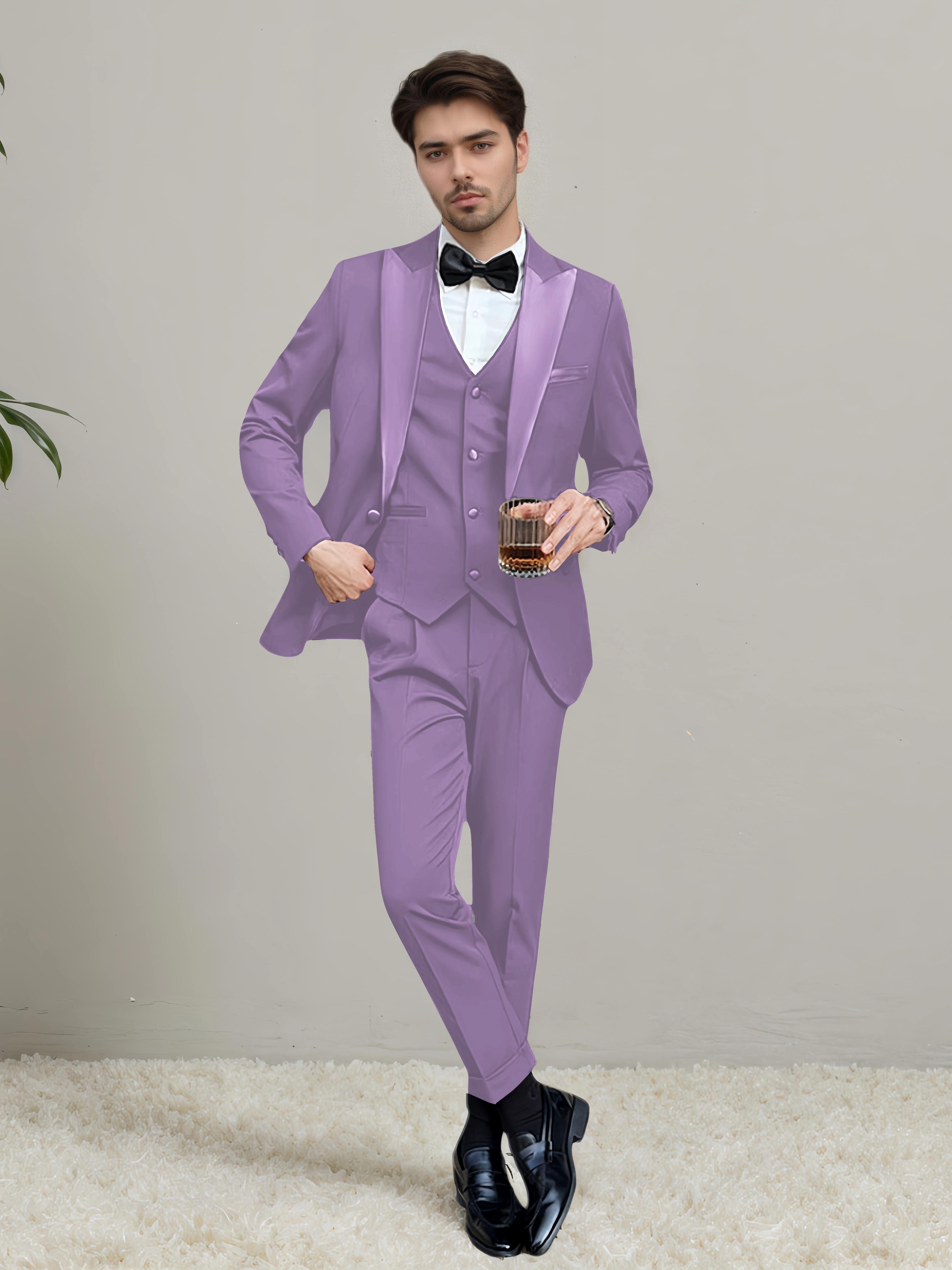 Sleek Men's One Button 3 Pieces Wedding Suits