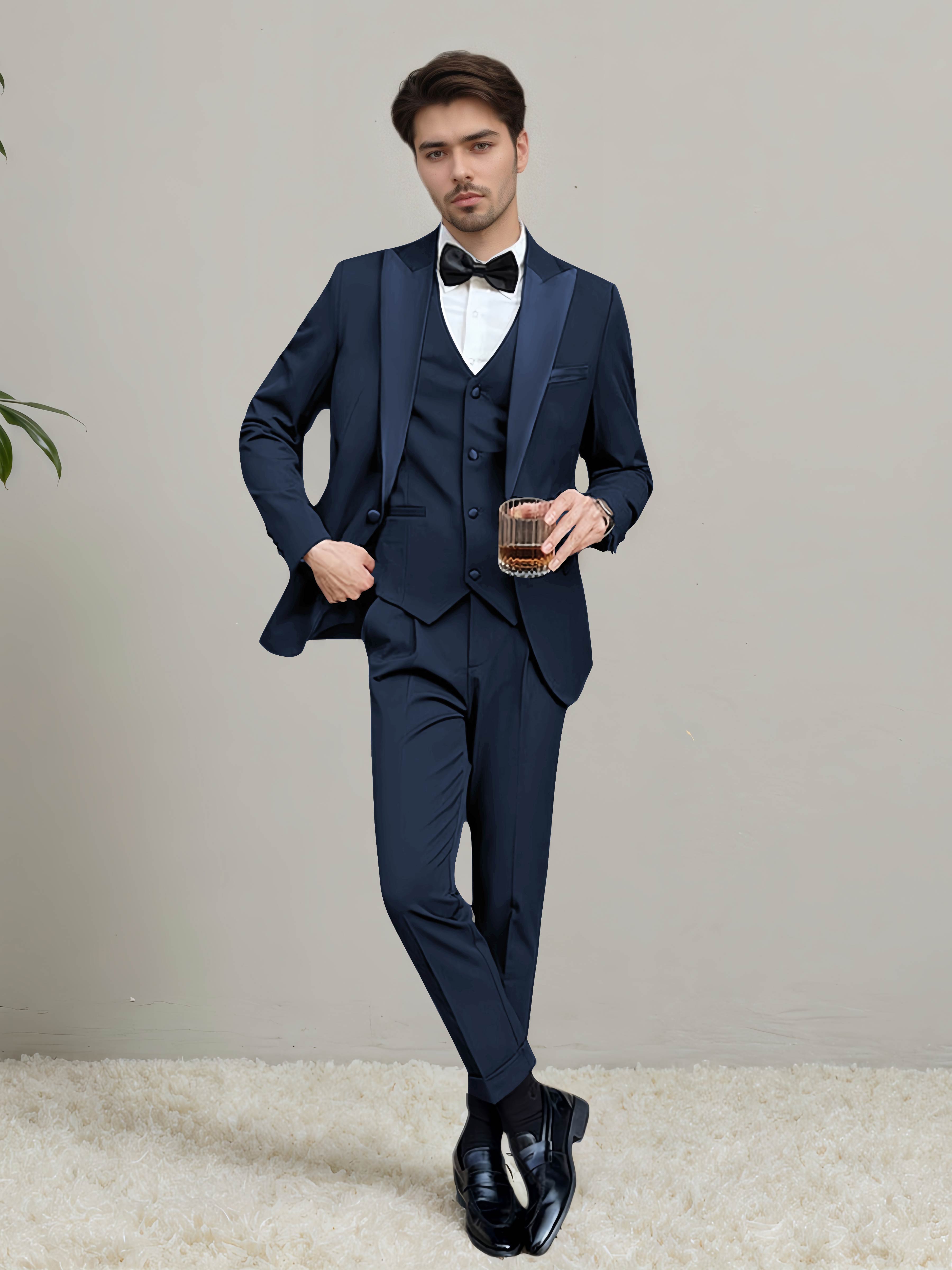 Sleek Men's One Button 3 Pieces Wedding Suits