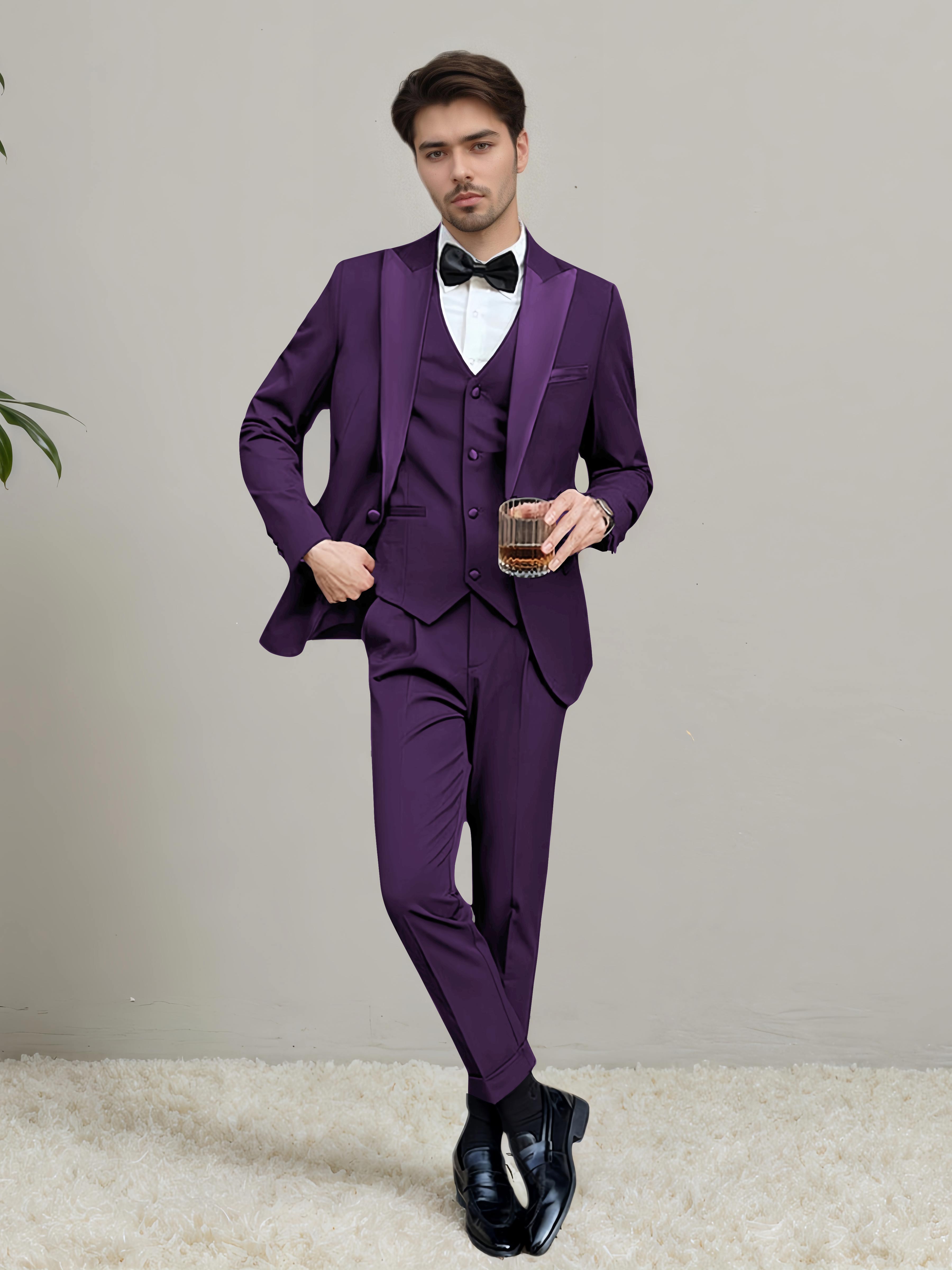 Sleek Men's One Button 3 Pieces Wedding Suits