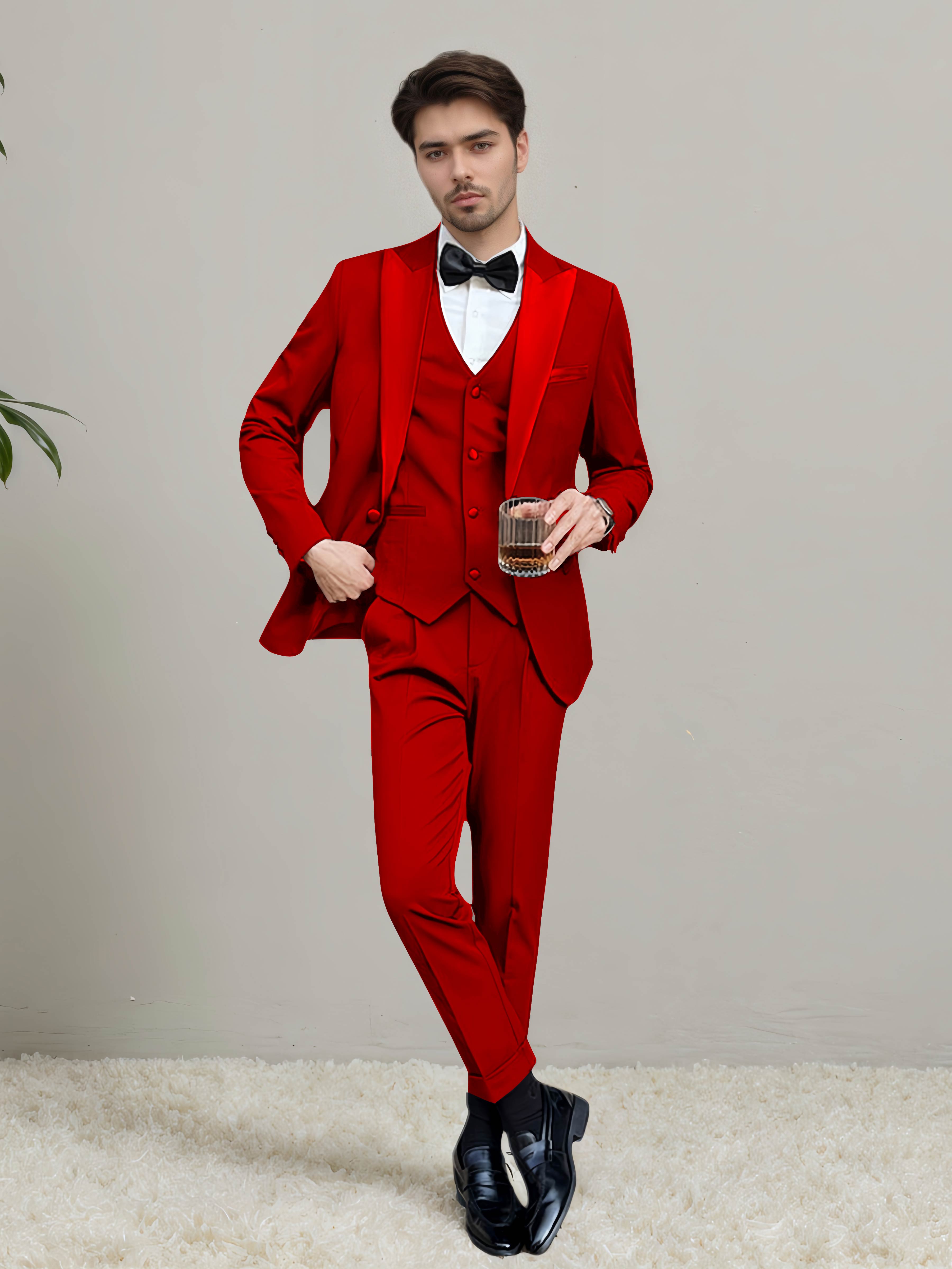 Sleek Men's One Button 3 Pieces Wedding Suits