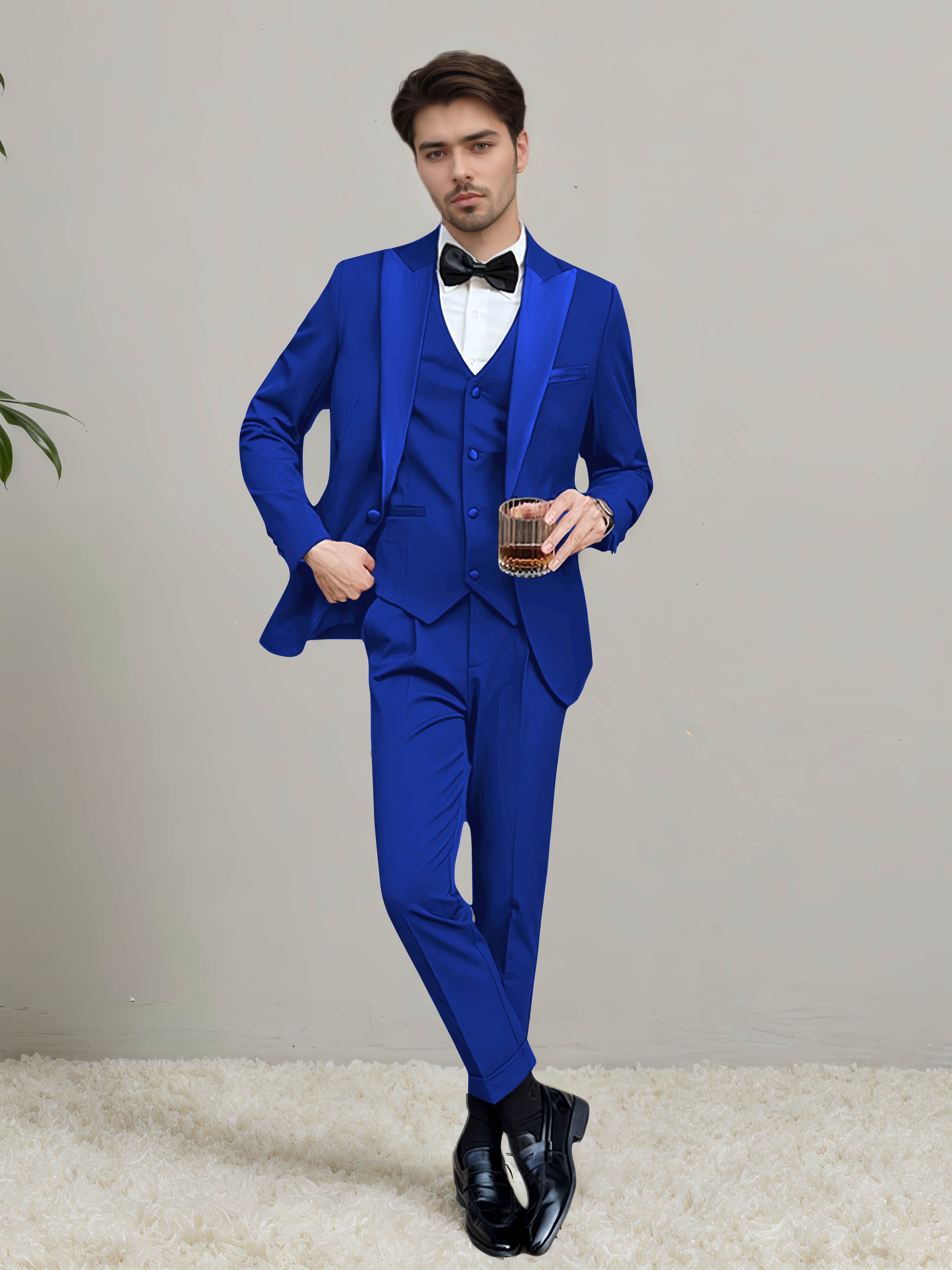 Sleek Men's One Button 3 Pieces Wedding Suits