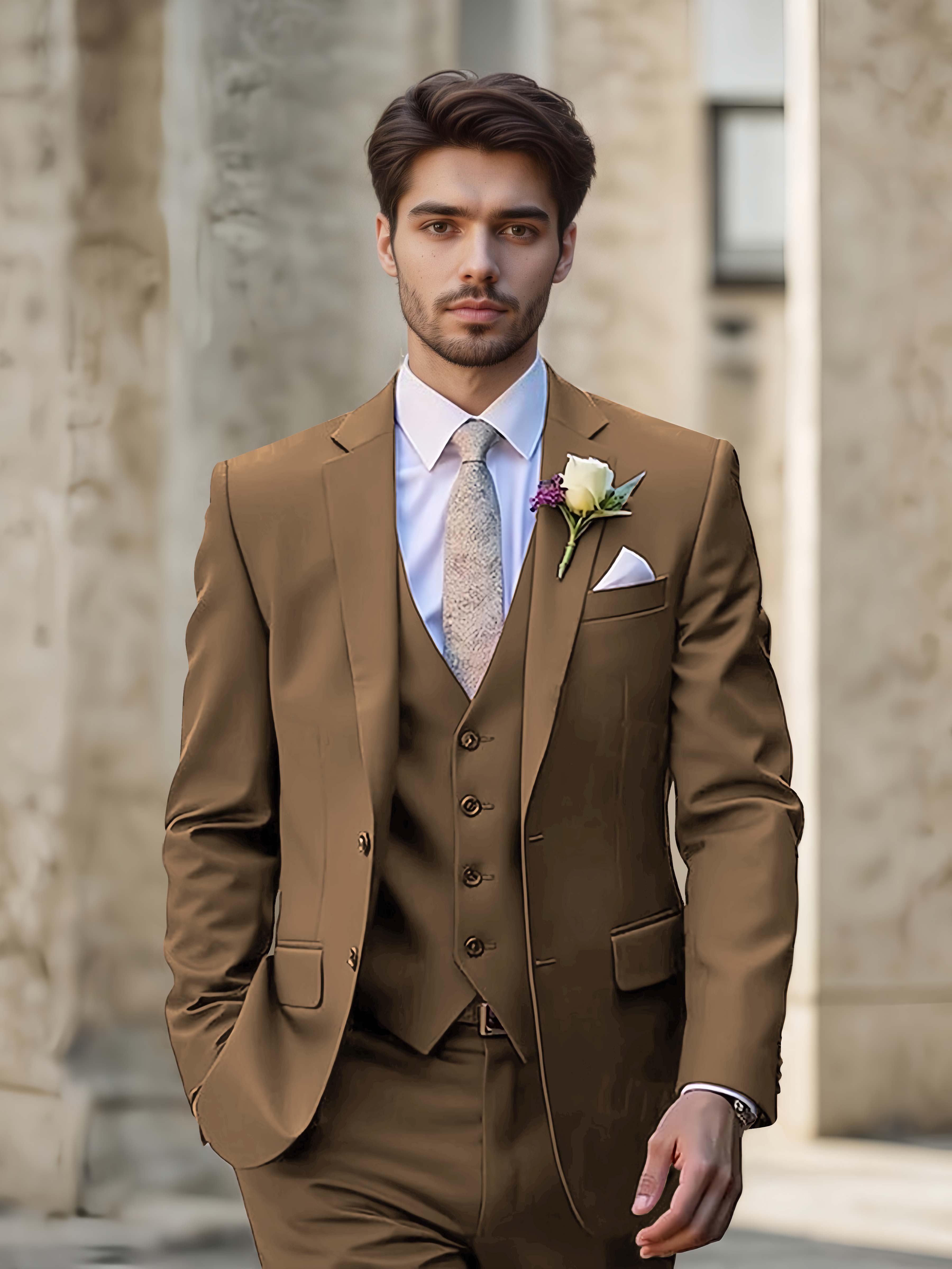 Sleek Men's Wedding Suit 3 Pieces Single Breasted Formal Suits