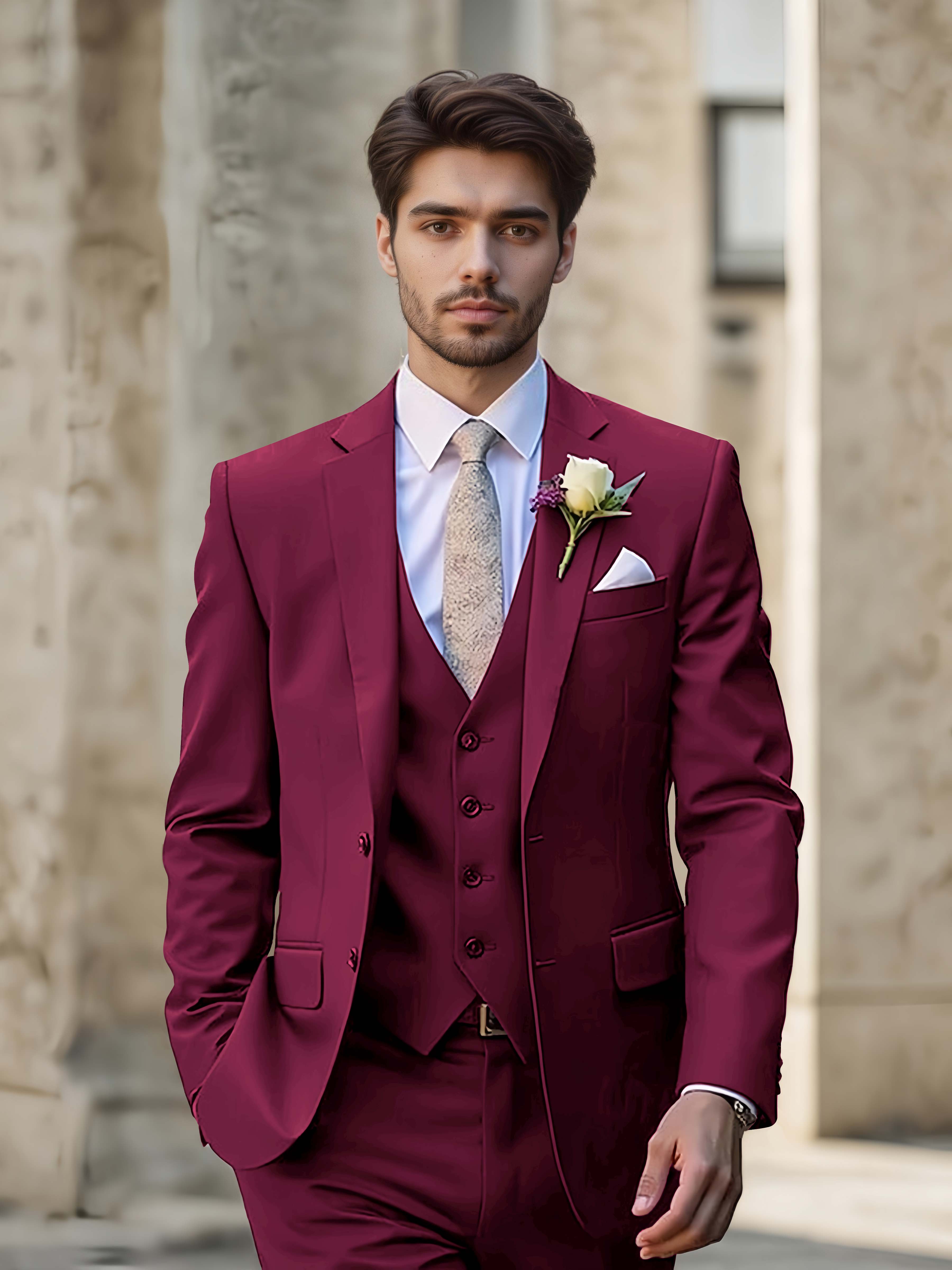Sleek Men's Wedding Suit 3 Pieces Single Breasted Formal Suits