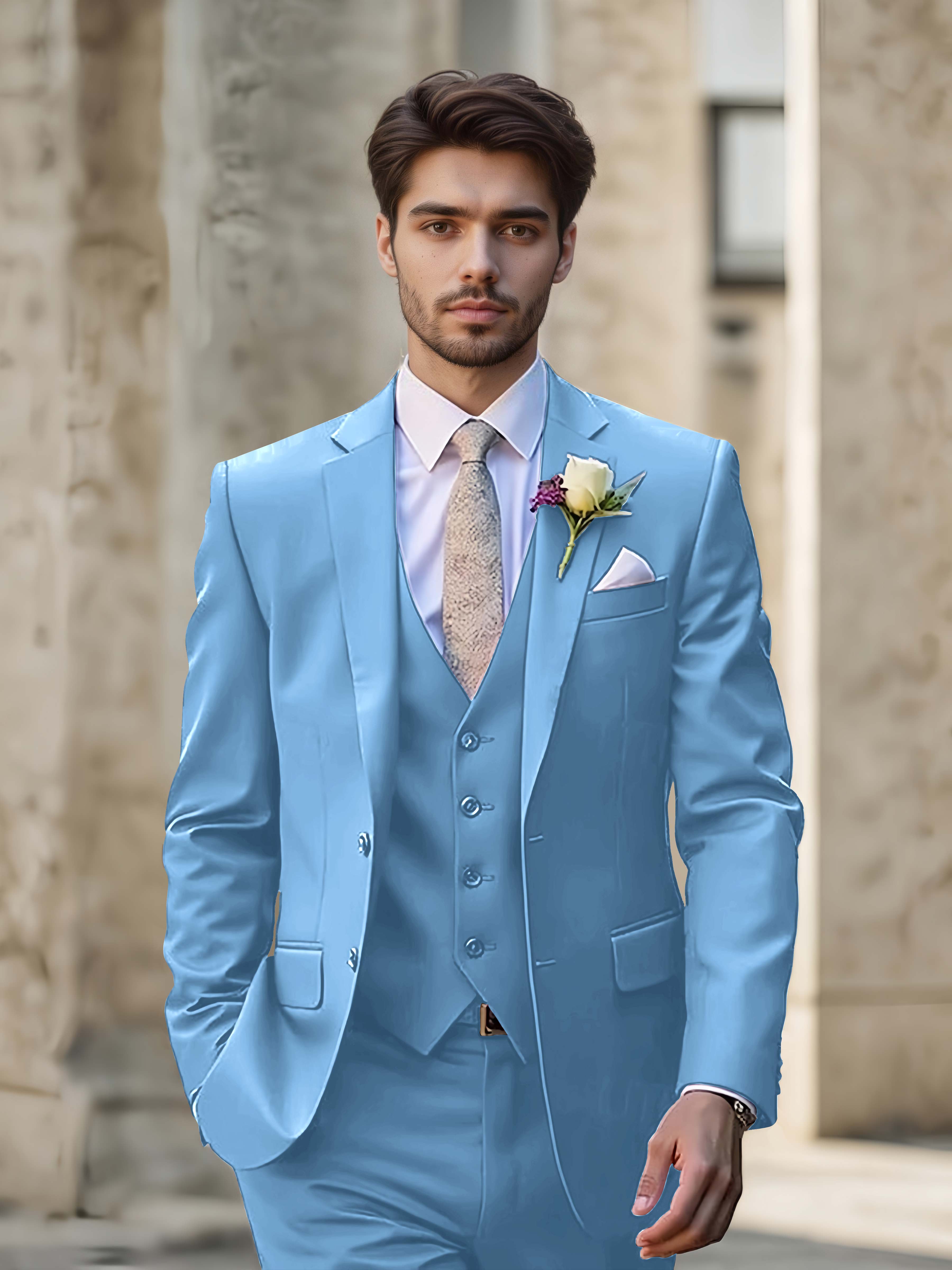 Sleek Men's Wedding Suit 3 Pieces Single Breasted Formal Suits