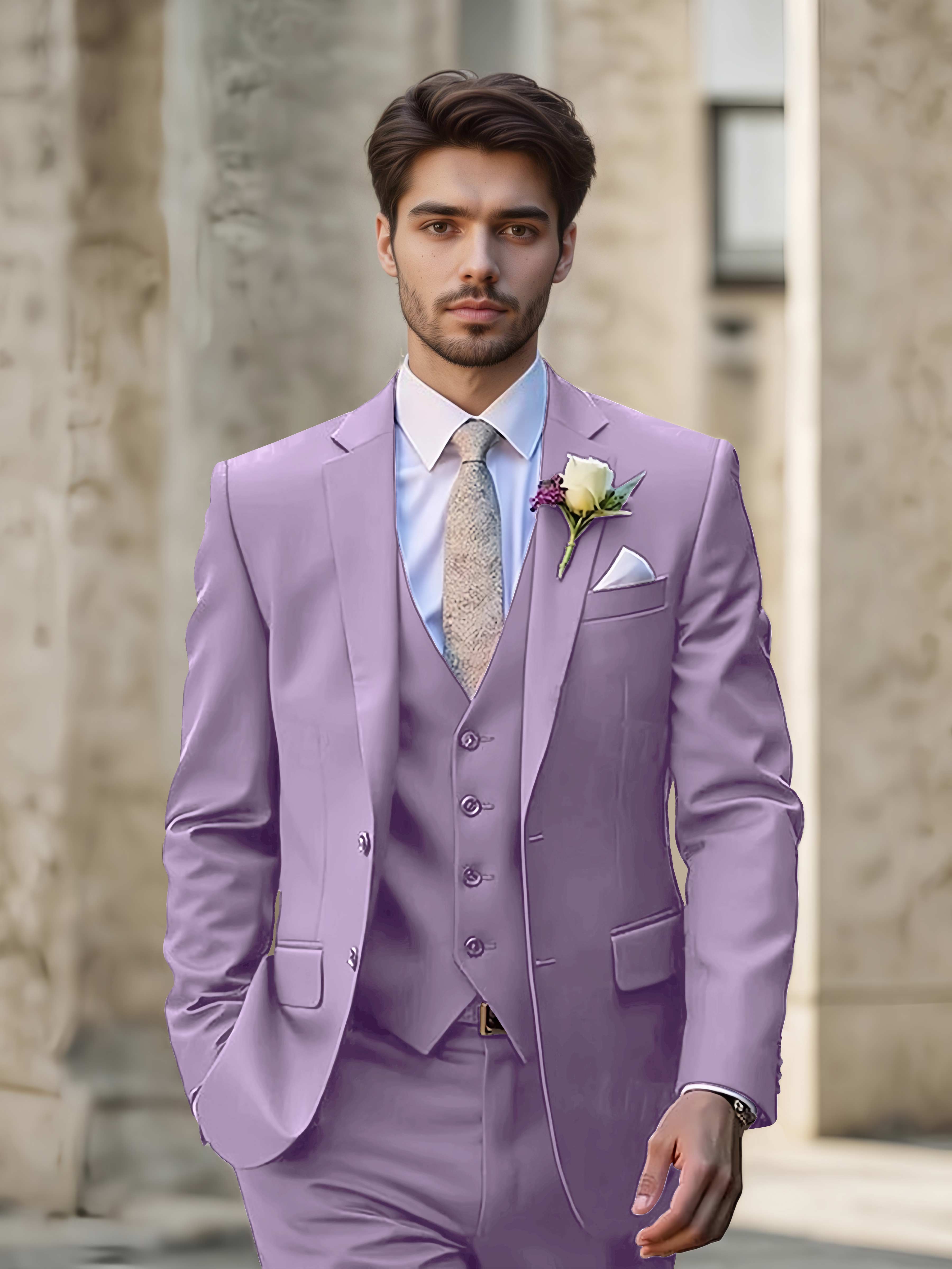 Sleek Men's Wedding Suit 3 Pieces Single Breasted Formal Suits