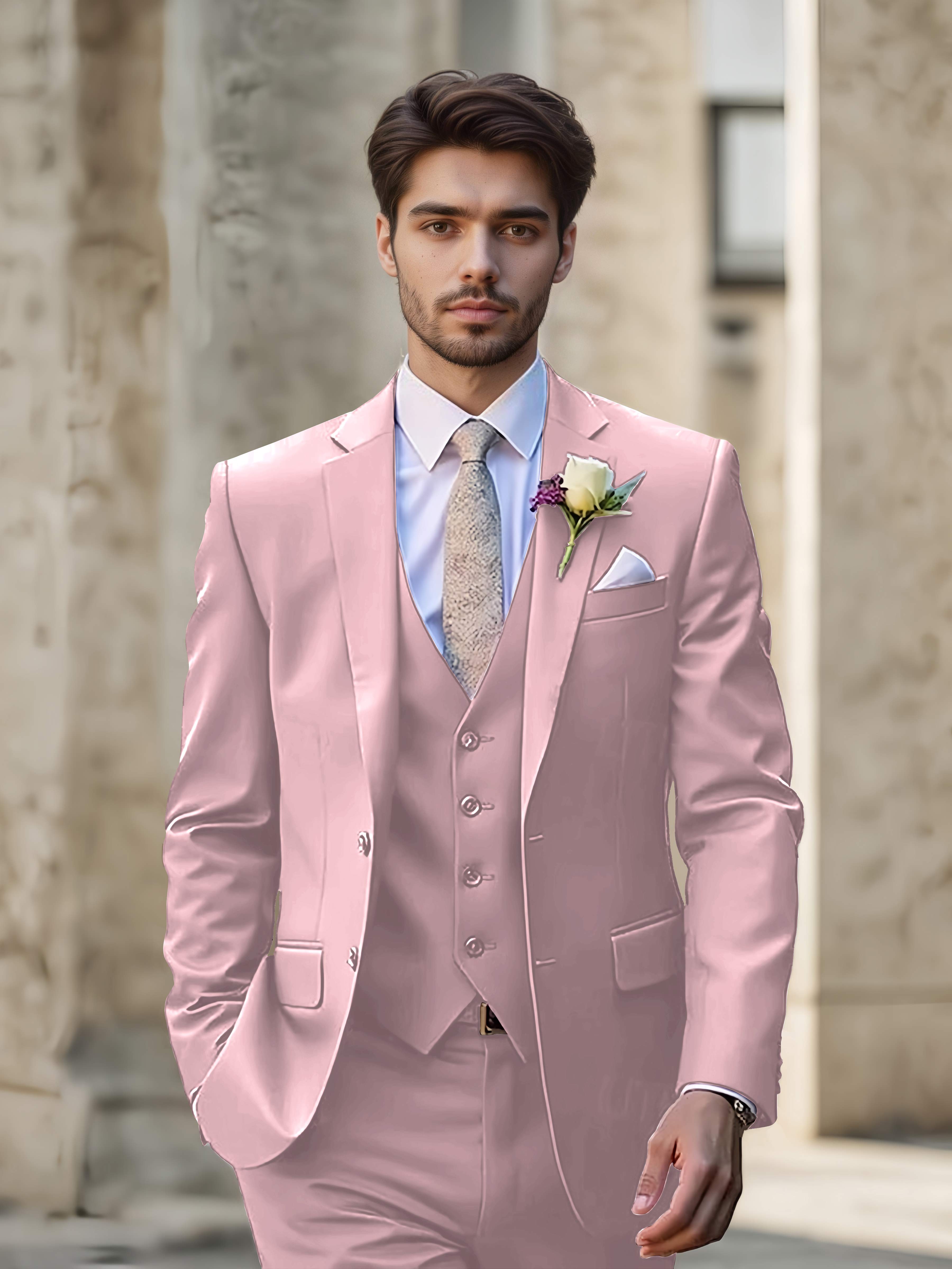 Sleek Men's Wedding Suit 3 Pieces Single Breasted Formal Suits