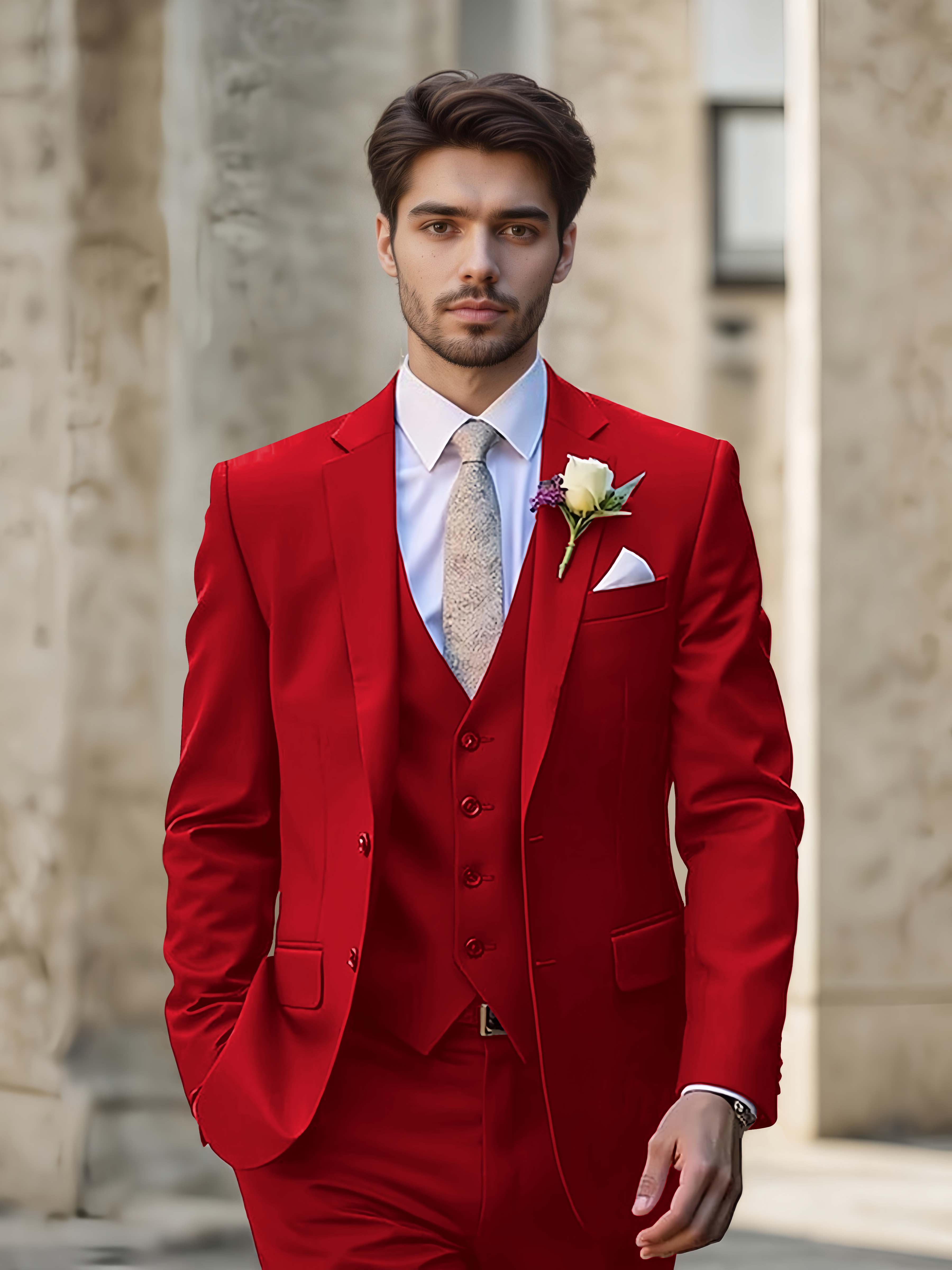 Sleek Men's Wedding Suit 3 Pieces Single Breasted Formal Suits