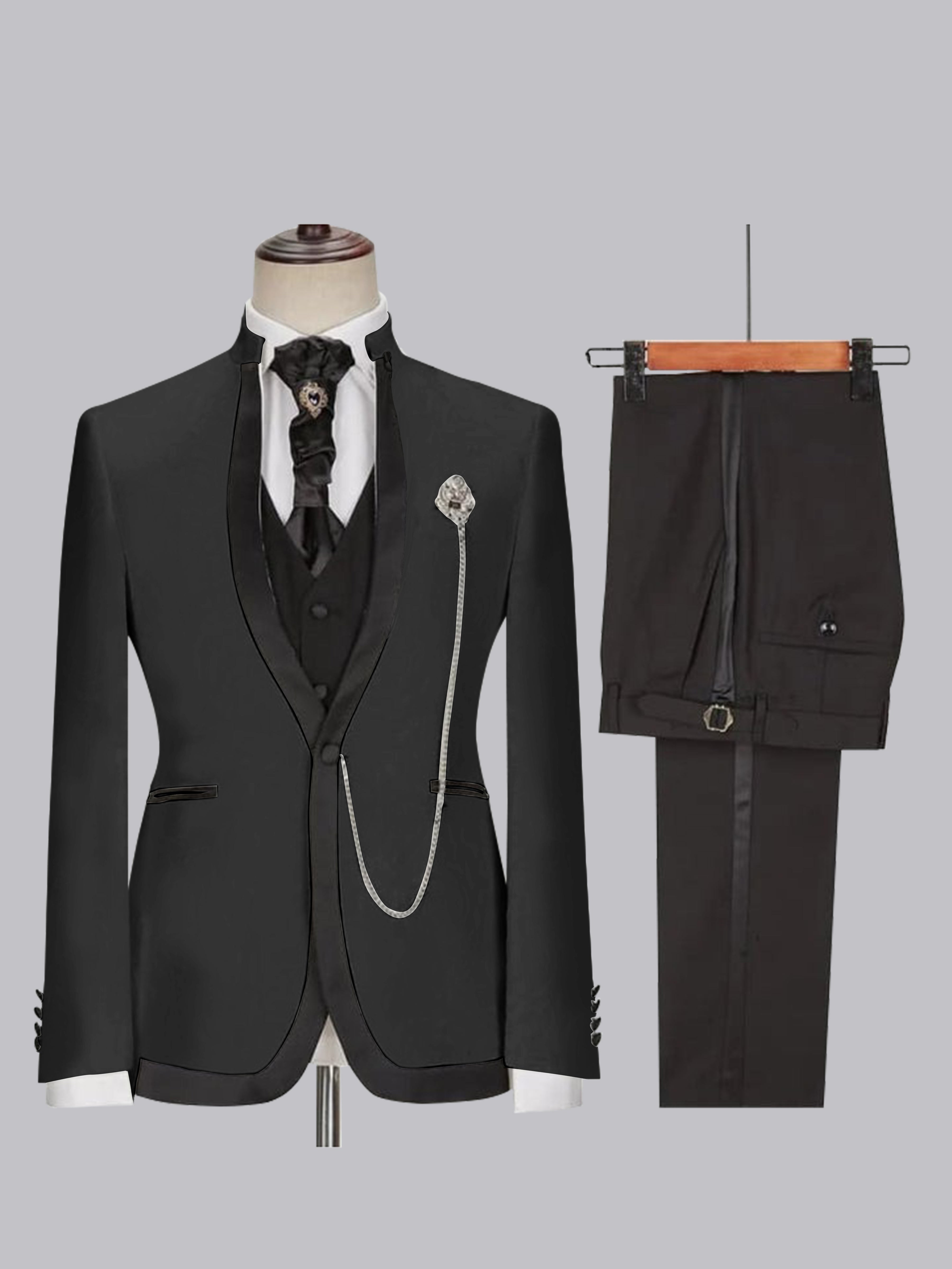 Sophisticated Men's Fitted Single Button 3 Pieces Wedding Suits