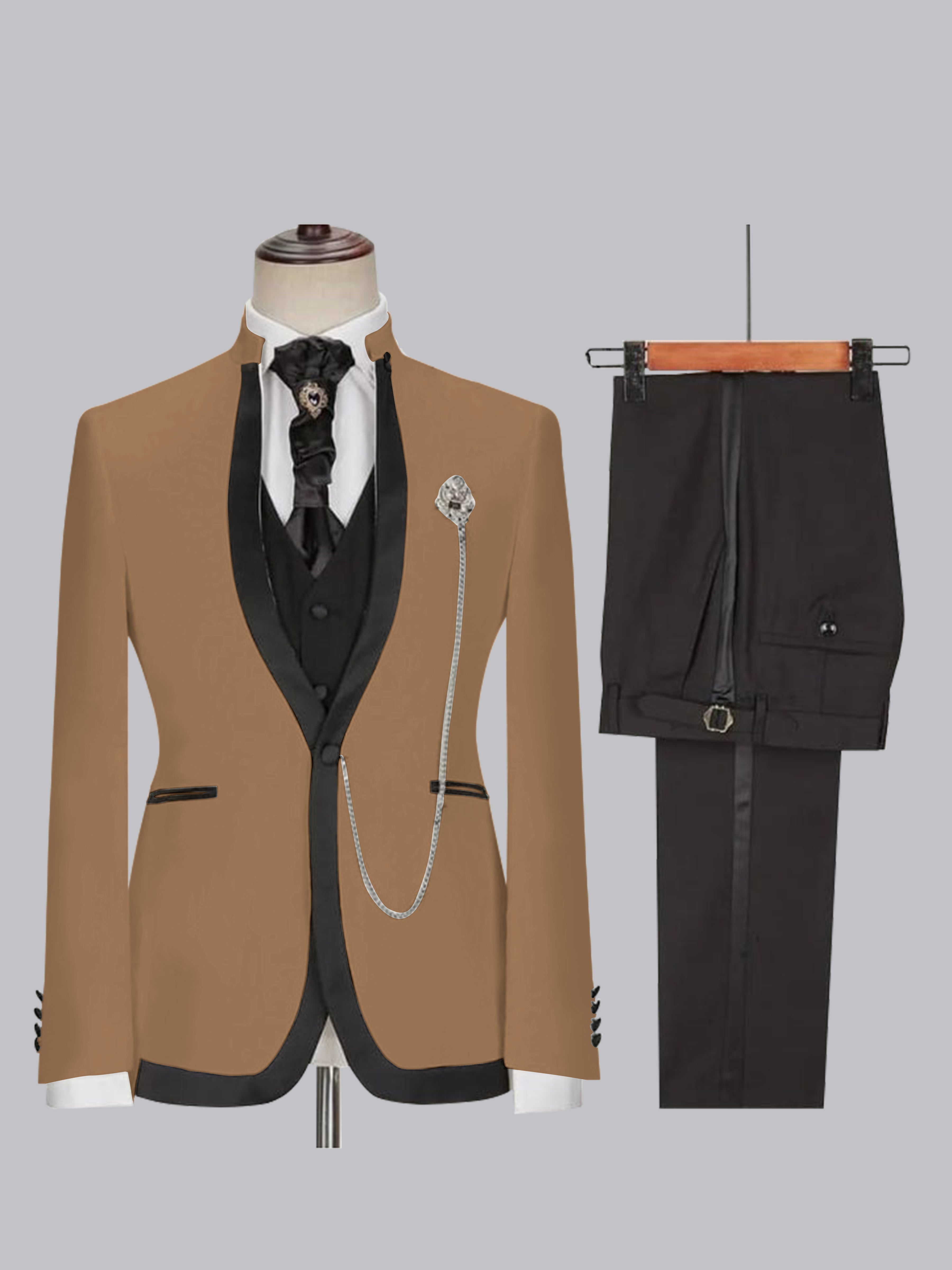 Sophisticated Men's Fitted Single Button 3 Pieces Wedding Suits