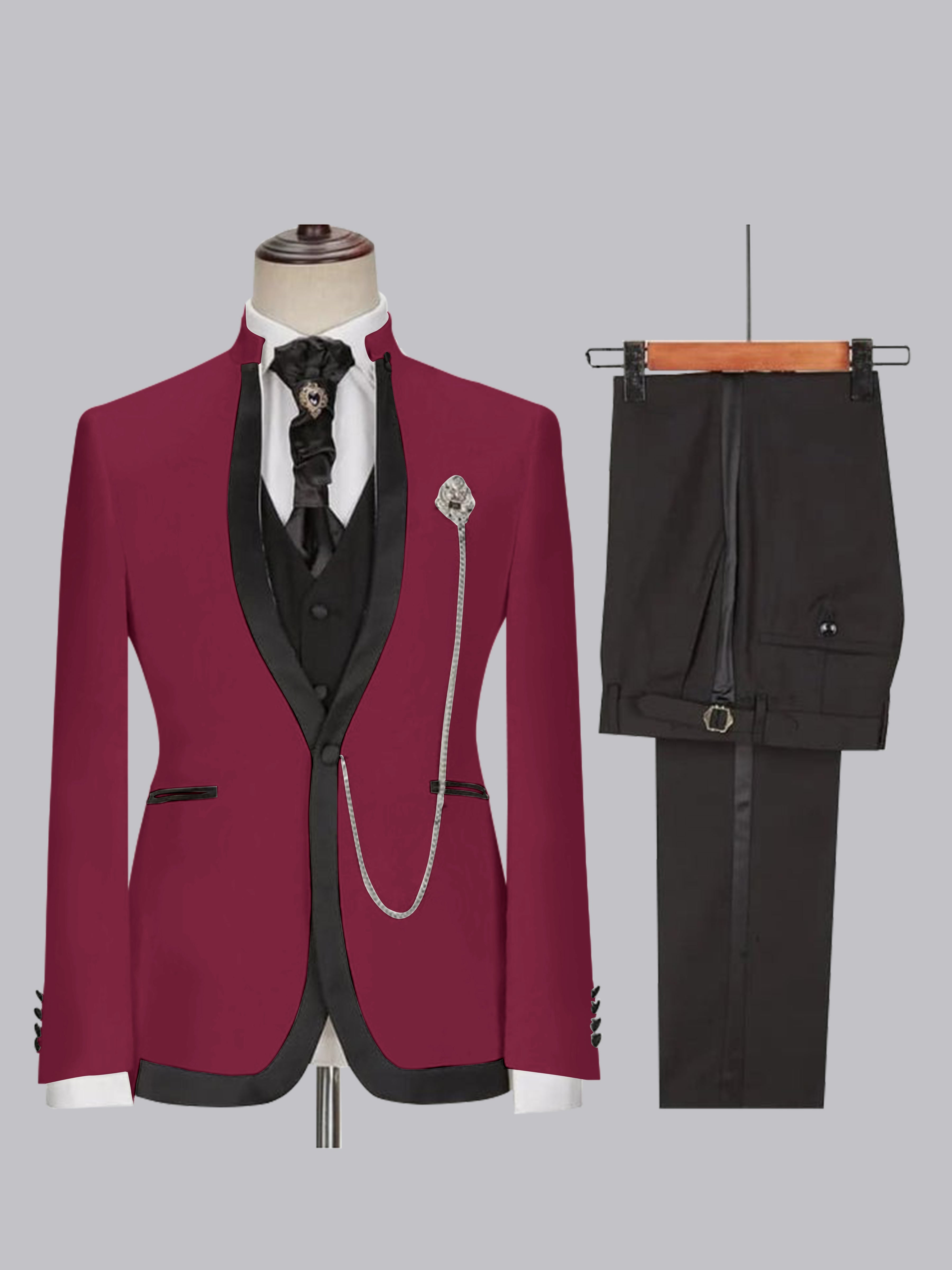 Sophisticated Men's Fitted Single Button 3 Pieces Wedding Suits