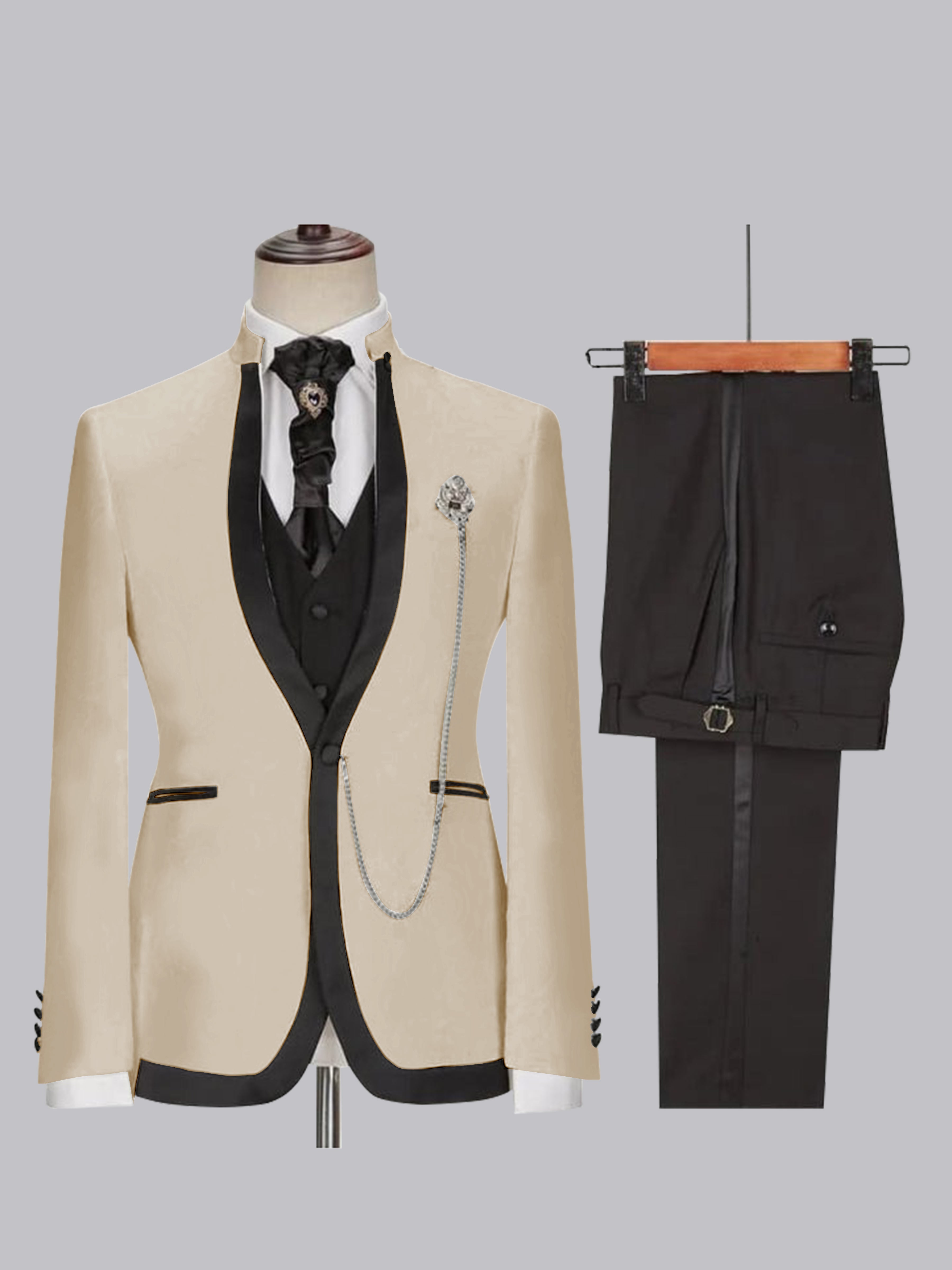 Sophisticated Men's Fitted Single Button 3 Pieces Wedding Suits