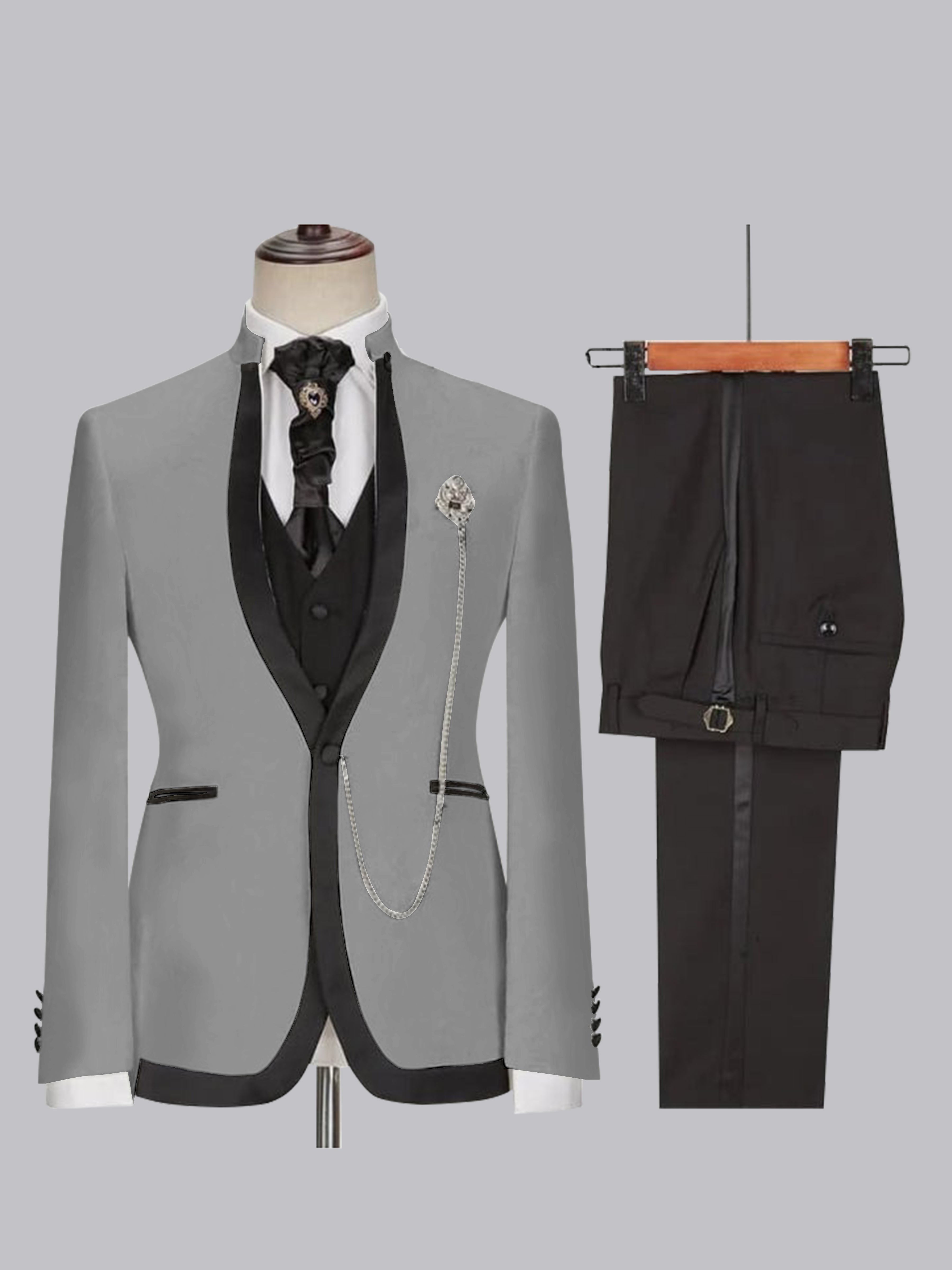 Sophisticated Men's Fitted Single Button 3 Pieces Wedding Suits
