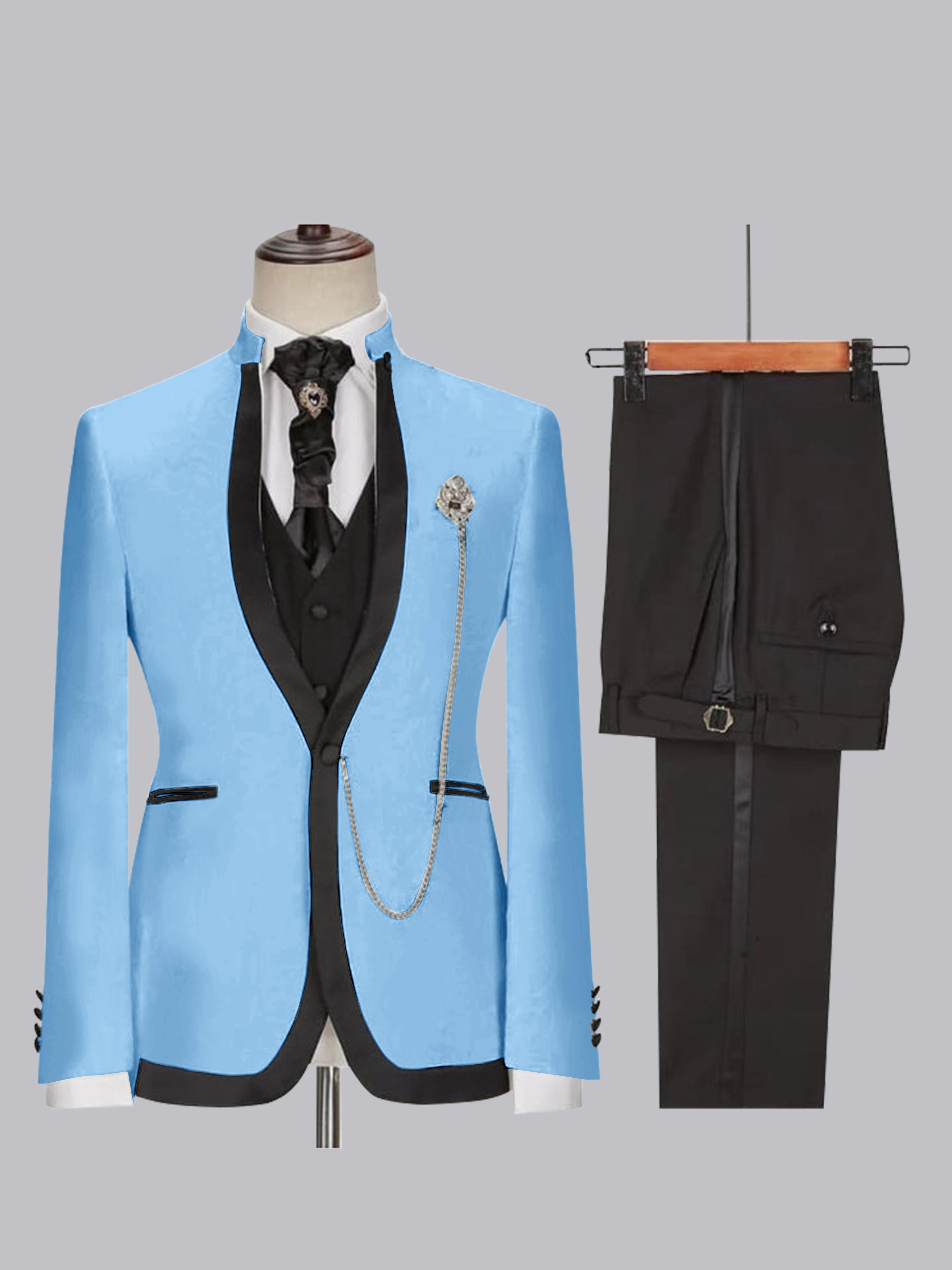 Sophisticated Men's Fitted Single Button 3 Pieces Wedding Suits