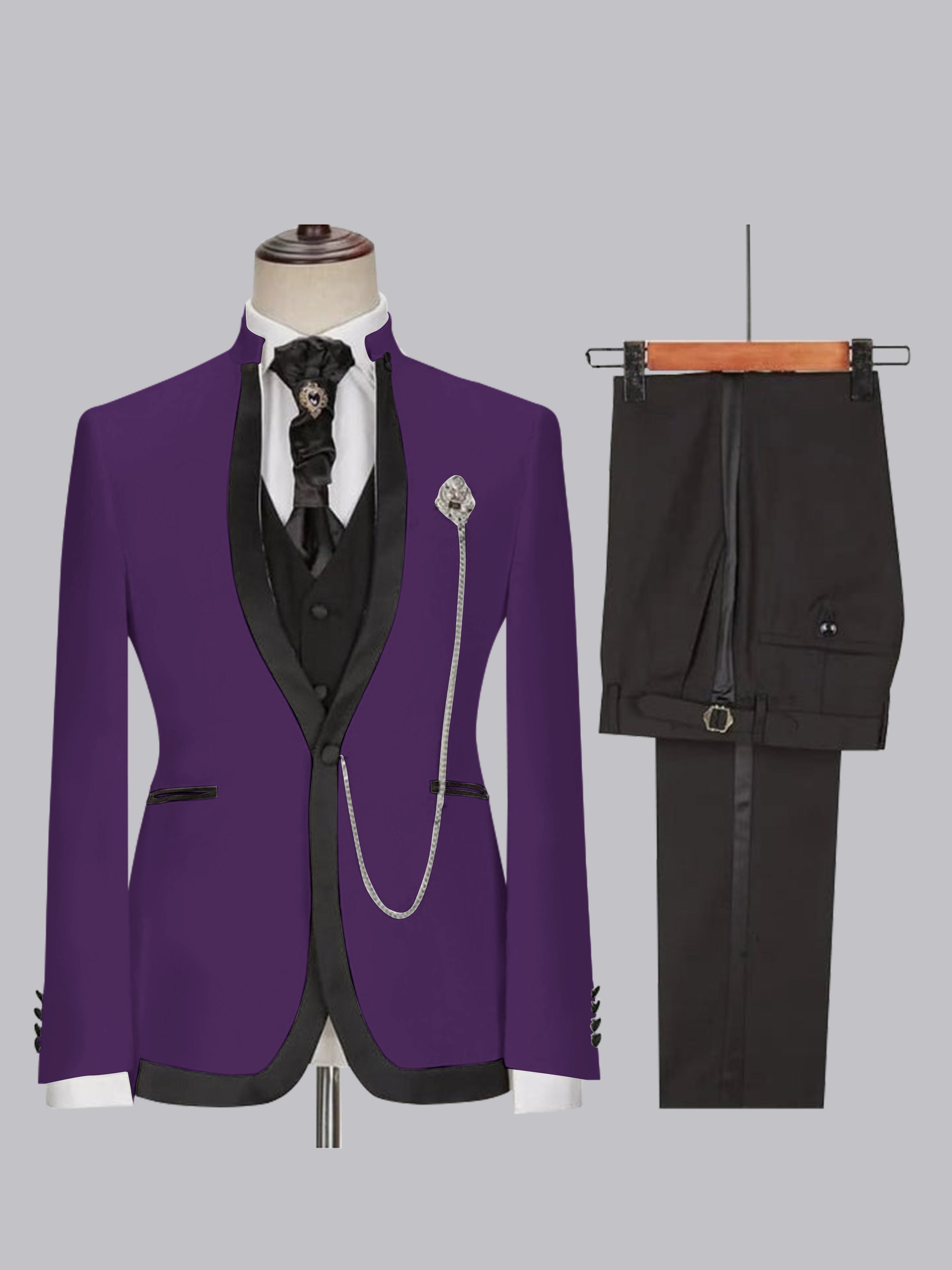 Sophisticated Men's Fitted Single Button 3 Pieces Wedding Suits