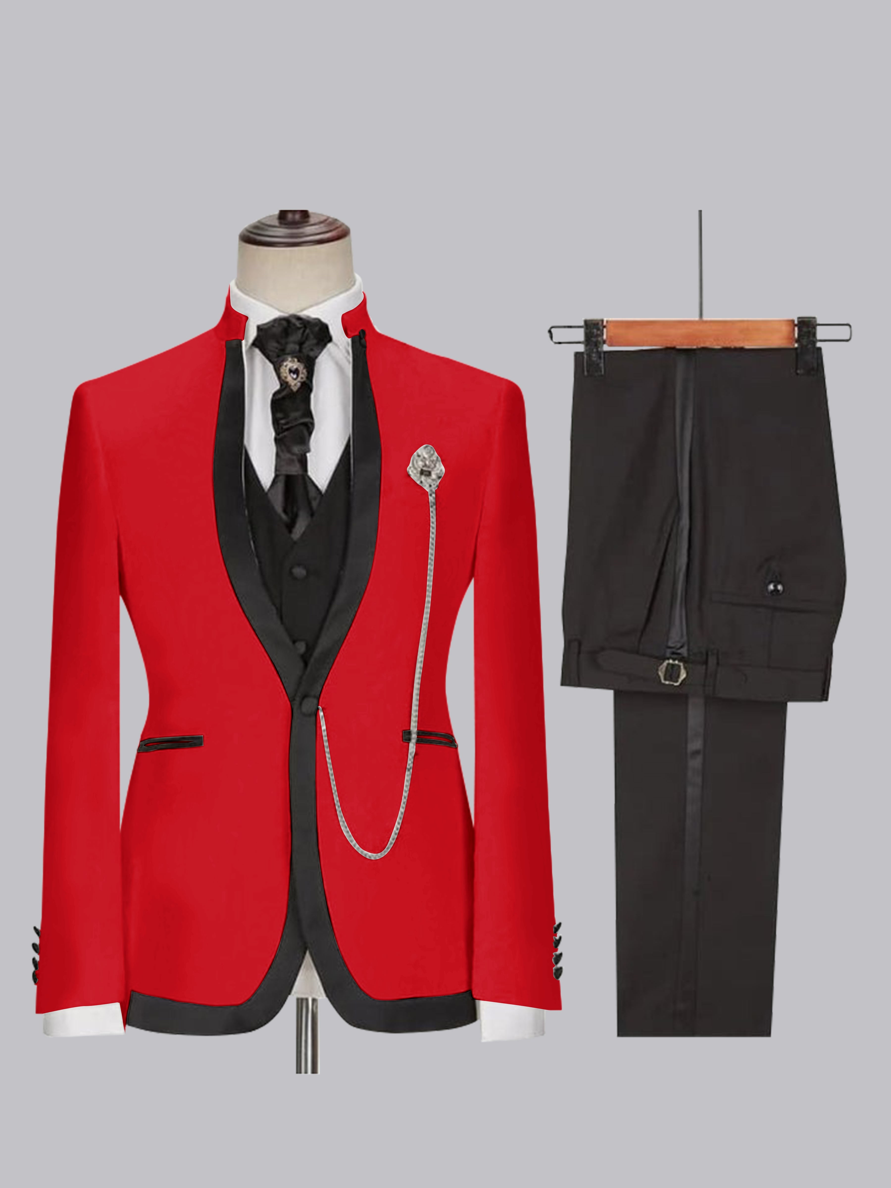 Sophisticated Men's Fitted Single Button 3 Pieces Wedding Suits