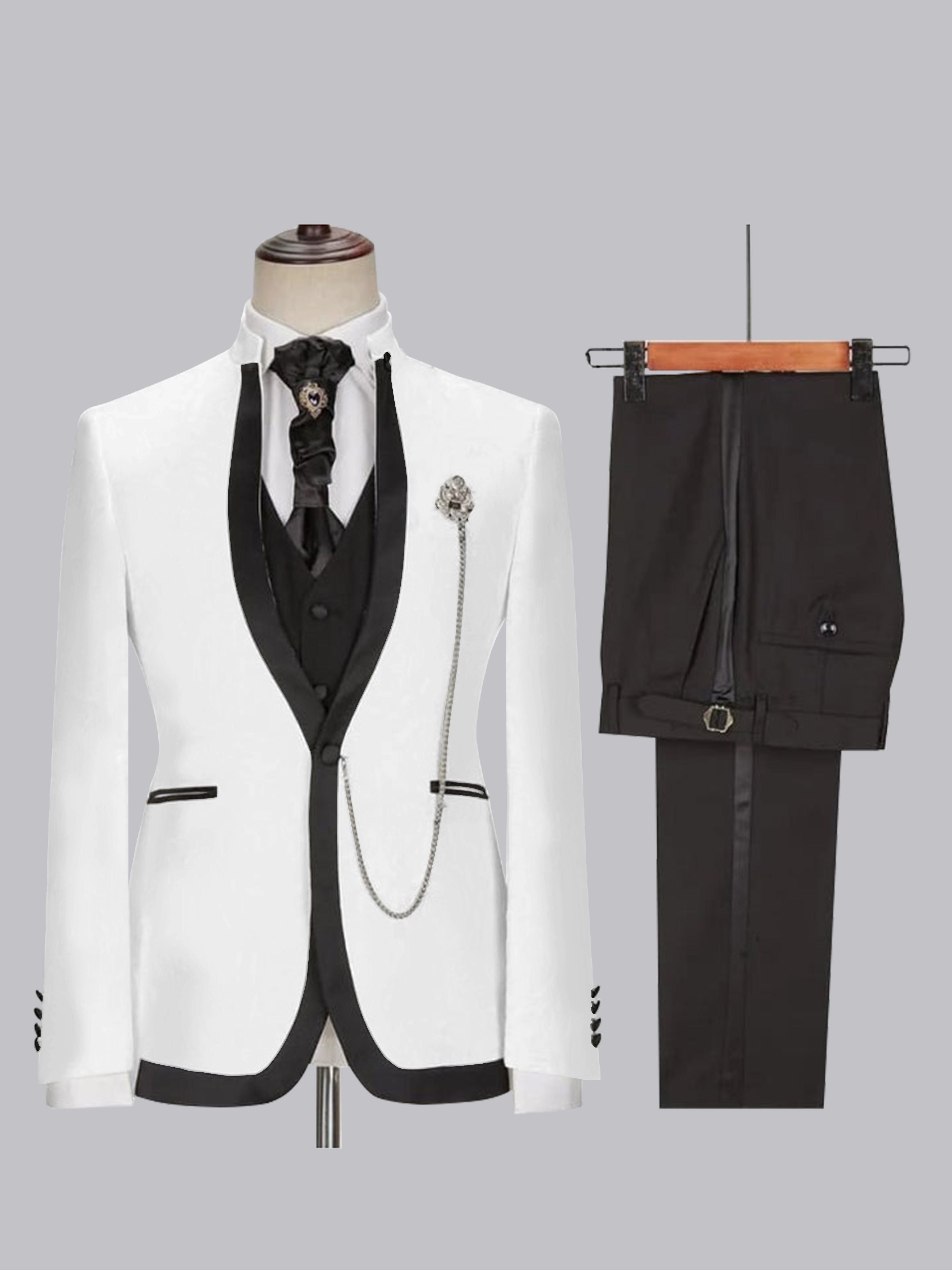 Sophisticated Men's Fitted Single Button 3 Pieces Wedding Suits