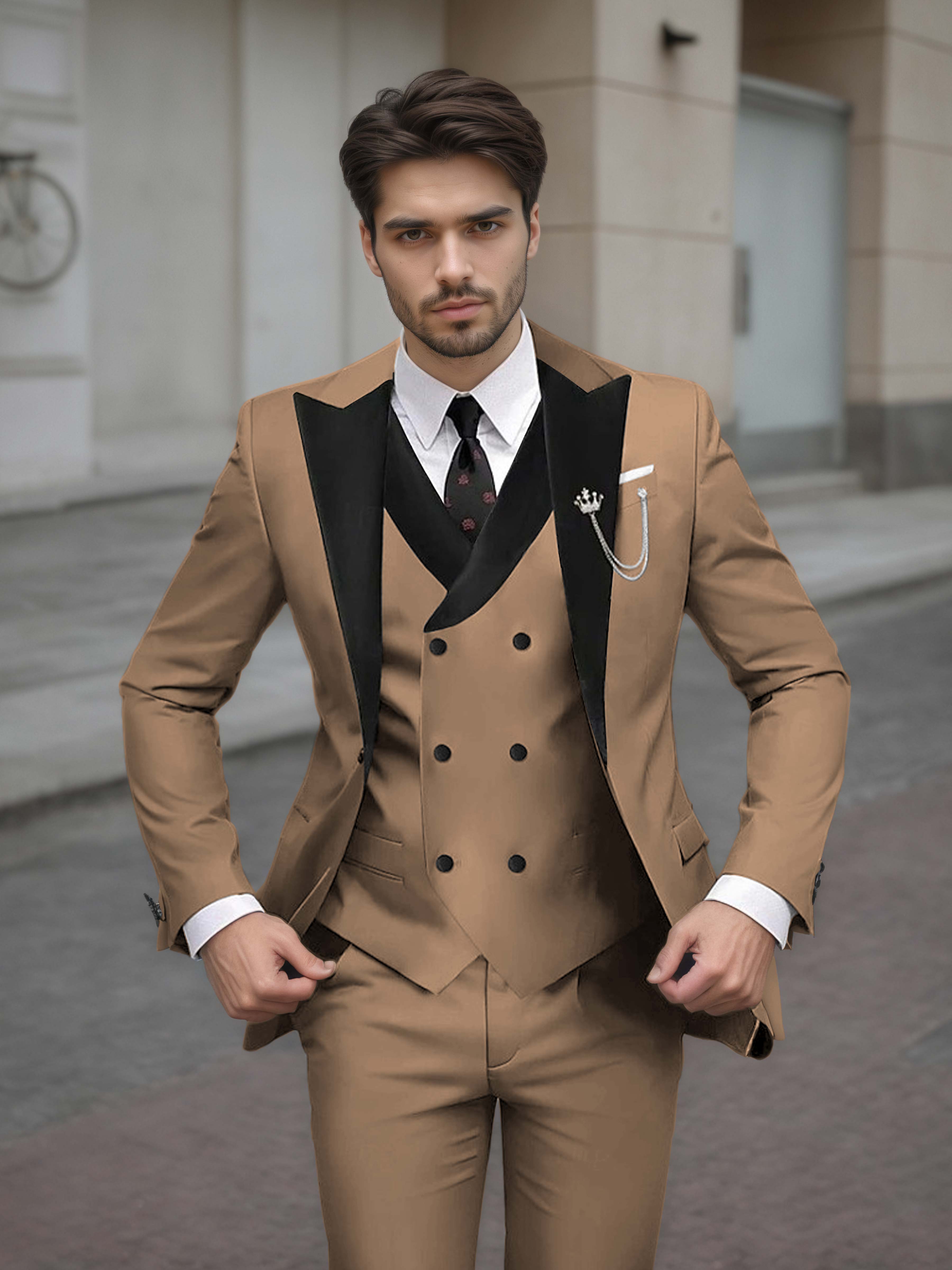 Sophisticated Men's Tailored Slim Fit 3 Pieces Formal Suits