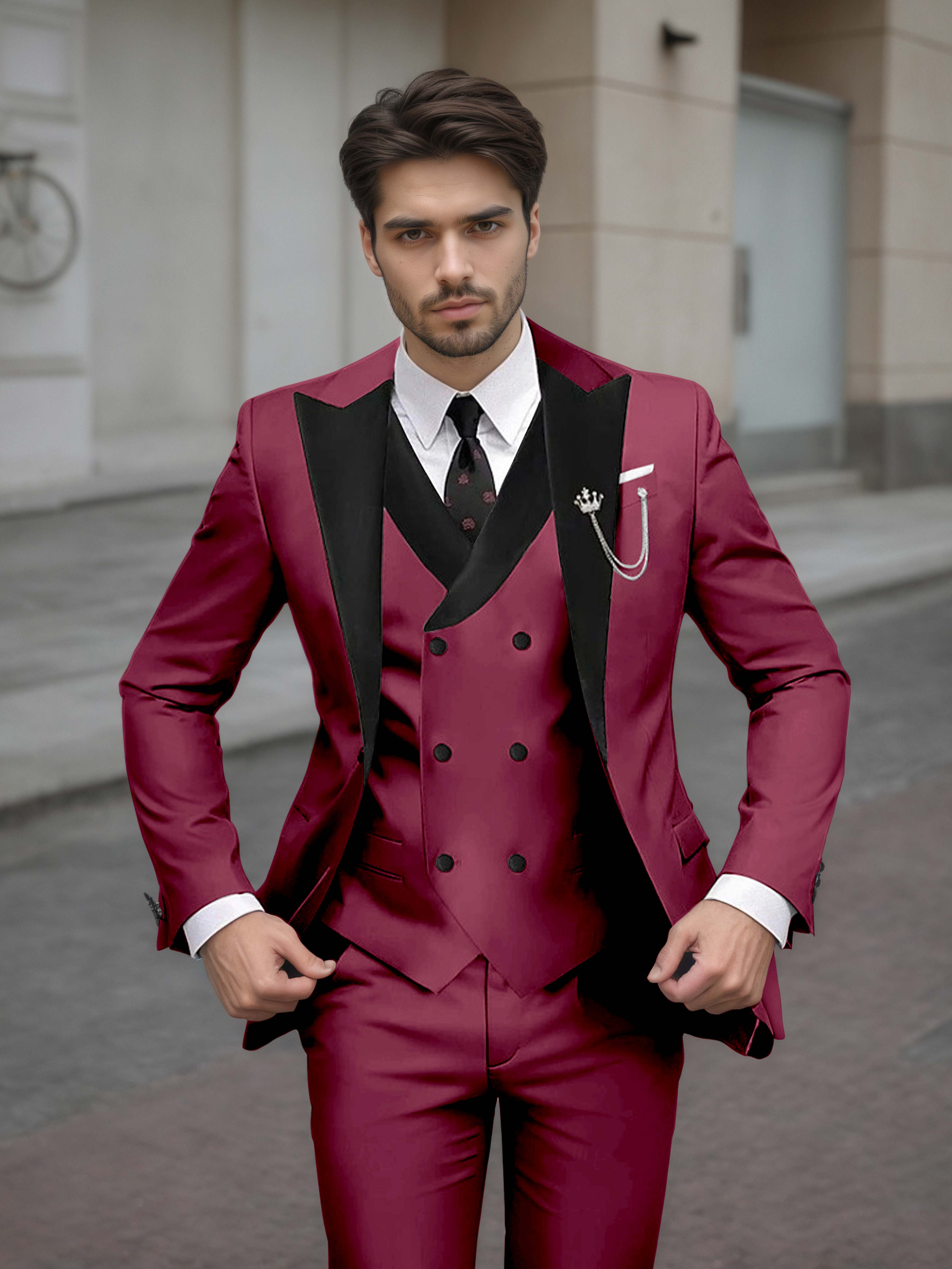 Sophisticated Men's Tailored Slim Fit 3 Pieces Formal Suits