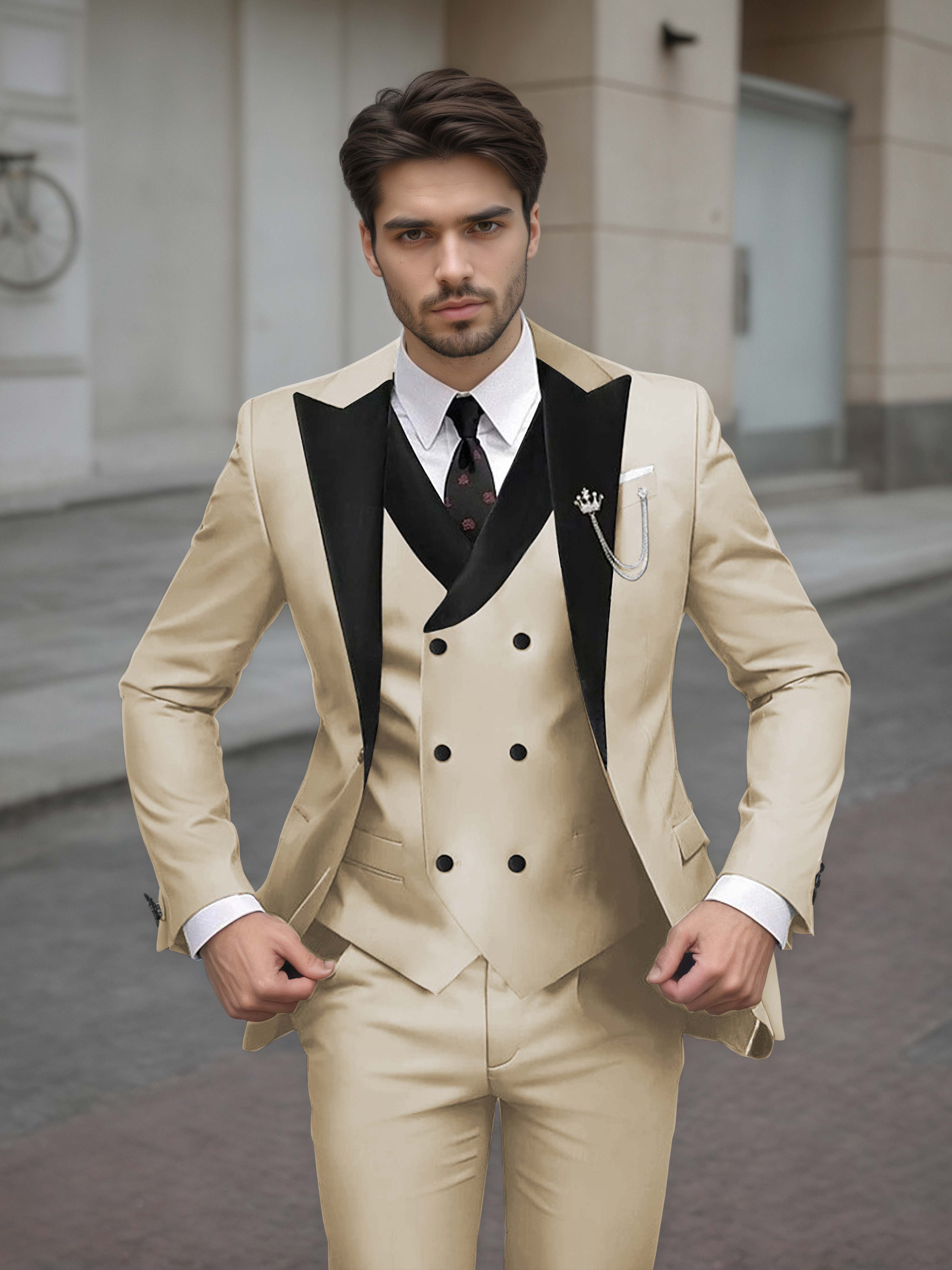 Sophisticated Men's Tailored Slim Fit 3 Pieces Formal Suits