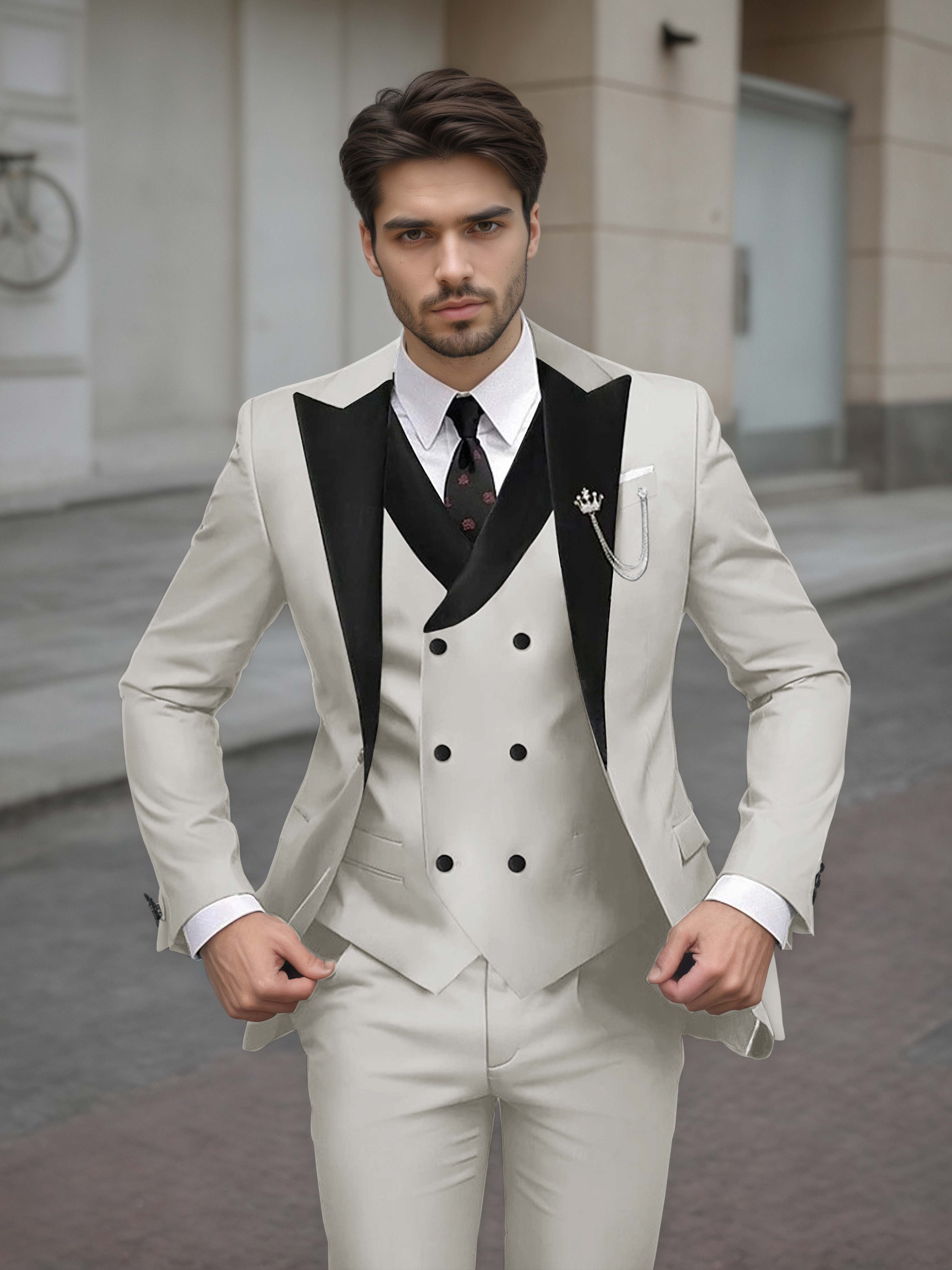 Sophisticated Men's Tailored Slim Fit 3 Pieces Formal Suits
