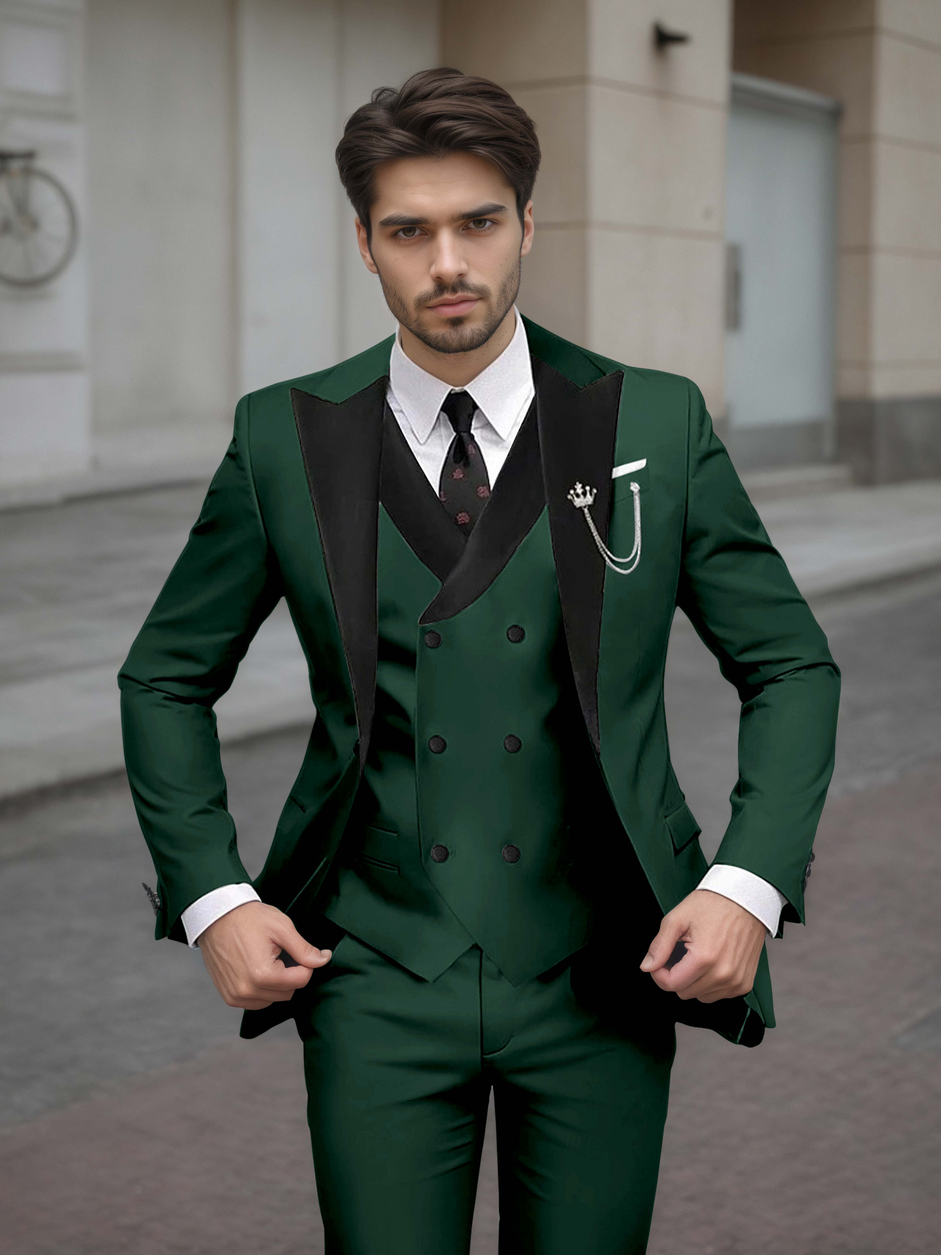 Sophisticated Men's Tailored Slim Fit 3 Pieces Formal Suits