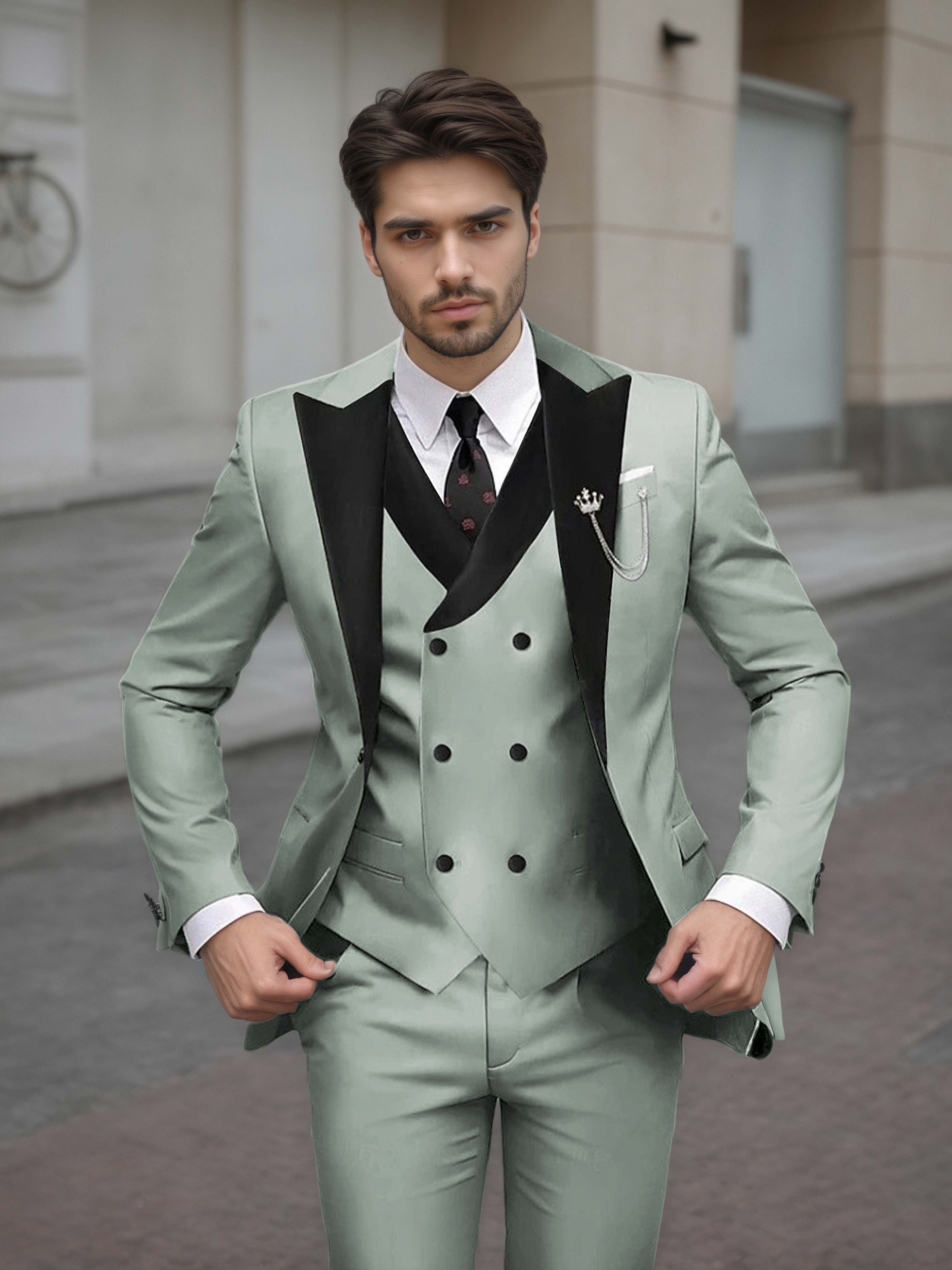 Sophisticated Men's Tailored Slim Fit 3 Pieces Formal Suits