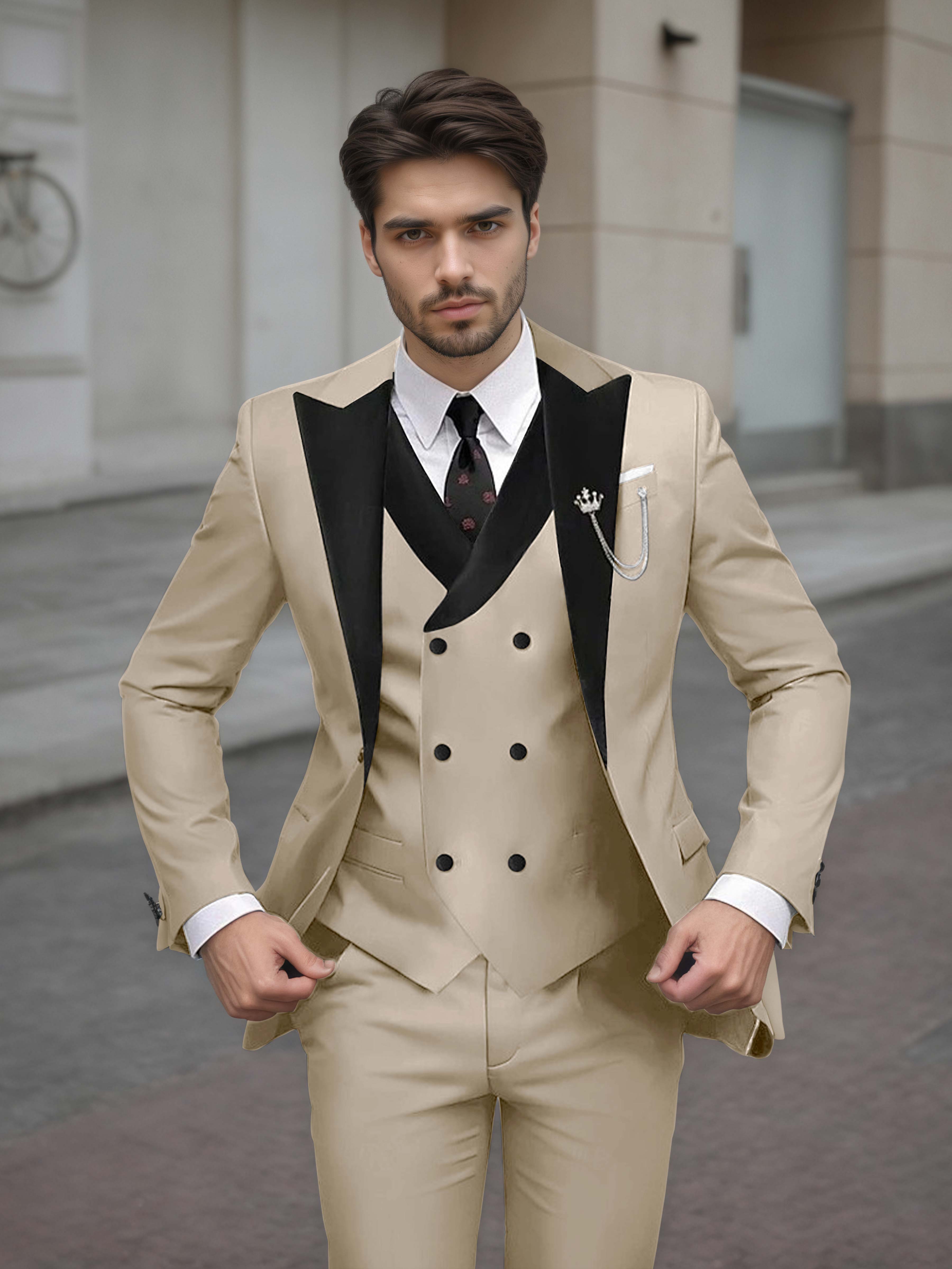 Sophisticated Men's Tailored Slim Fit 3 Pieces Formal Suits